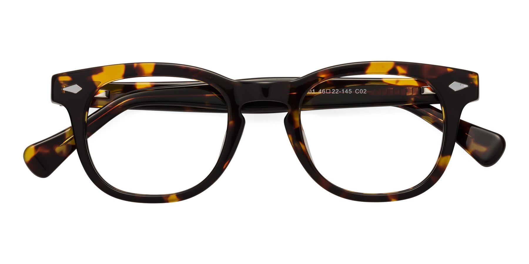 Folded Front of Tanna in Tortoise with Clear Eyeglass Lenses