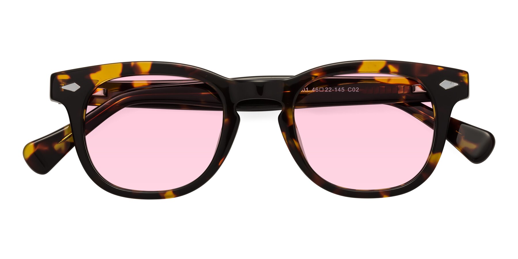 Folded Front of Tanna in Tortoise with Light Pink Tinted Lenses