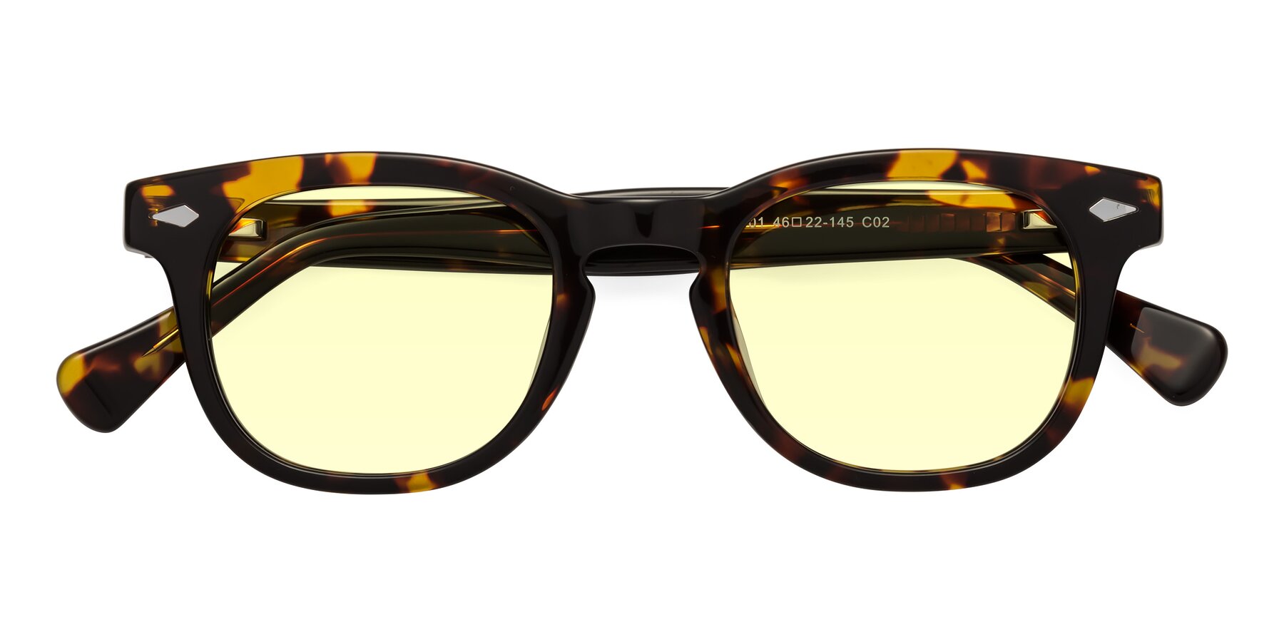 Folded Front of Tanna in Tortoise with Light Yellow Tinted Lenses