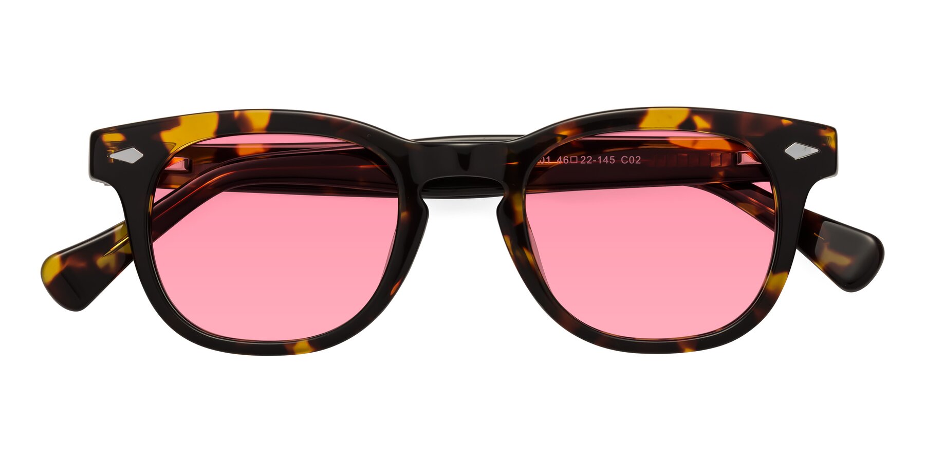 Folded Front of Tanna in Tortoise with Pink Tinted Lenses