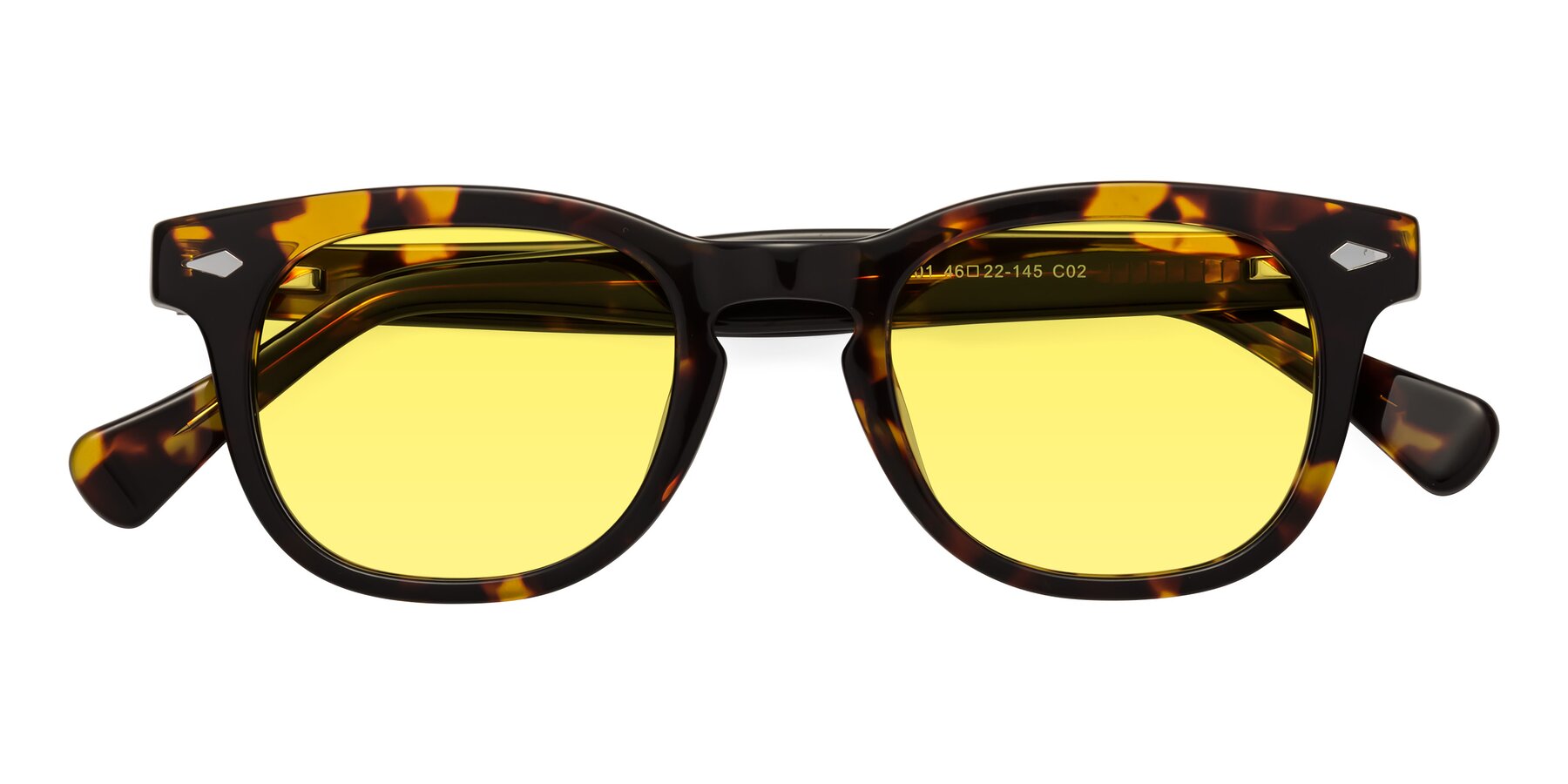 Folded Front of Tanna in Tortoise with Medium Yellow Tinted Lenses