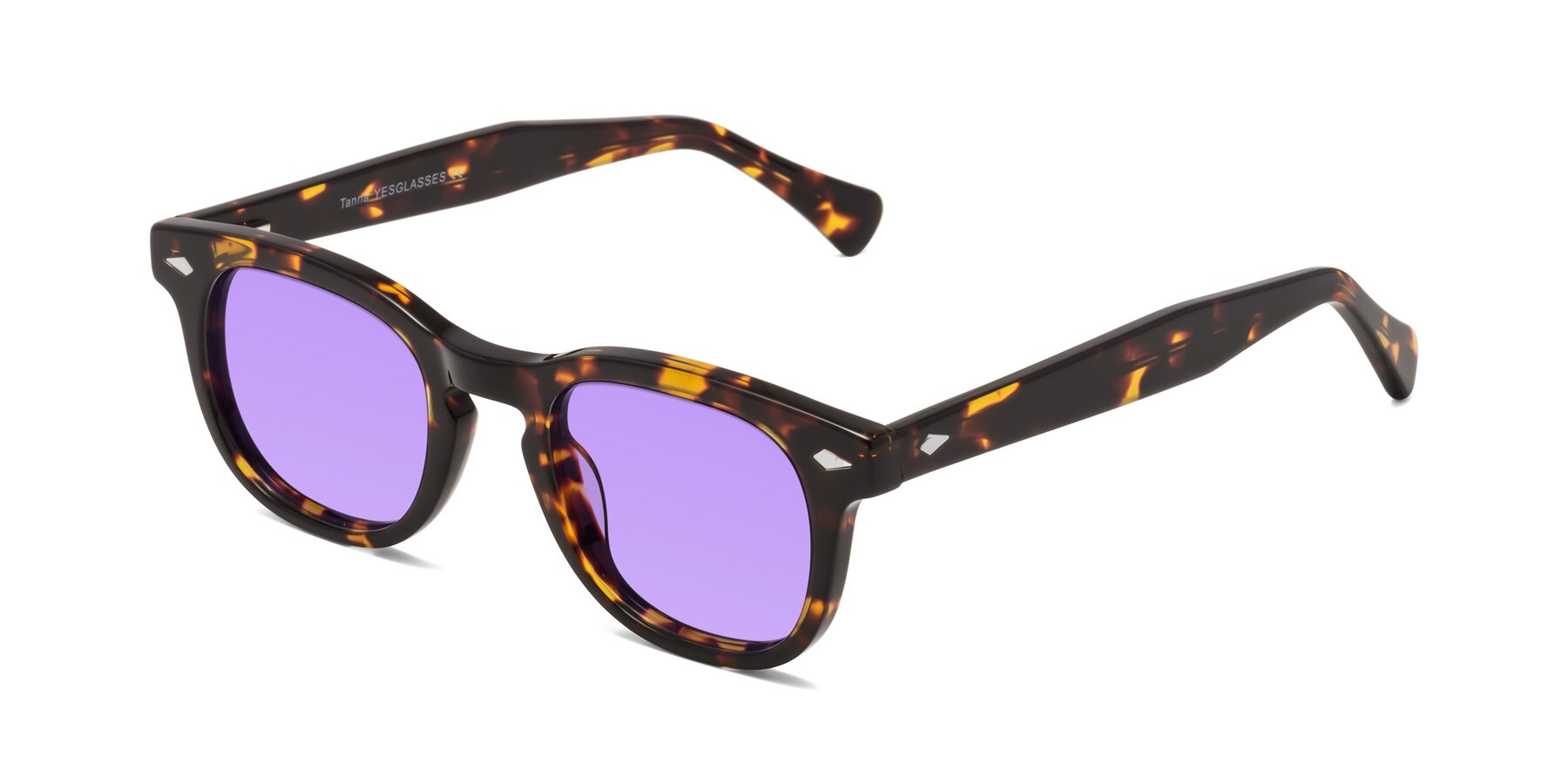 Angle of Tanna in Tortoise with Medium Purple Tinted Lenses