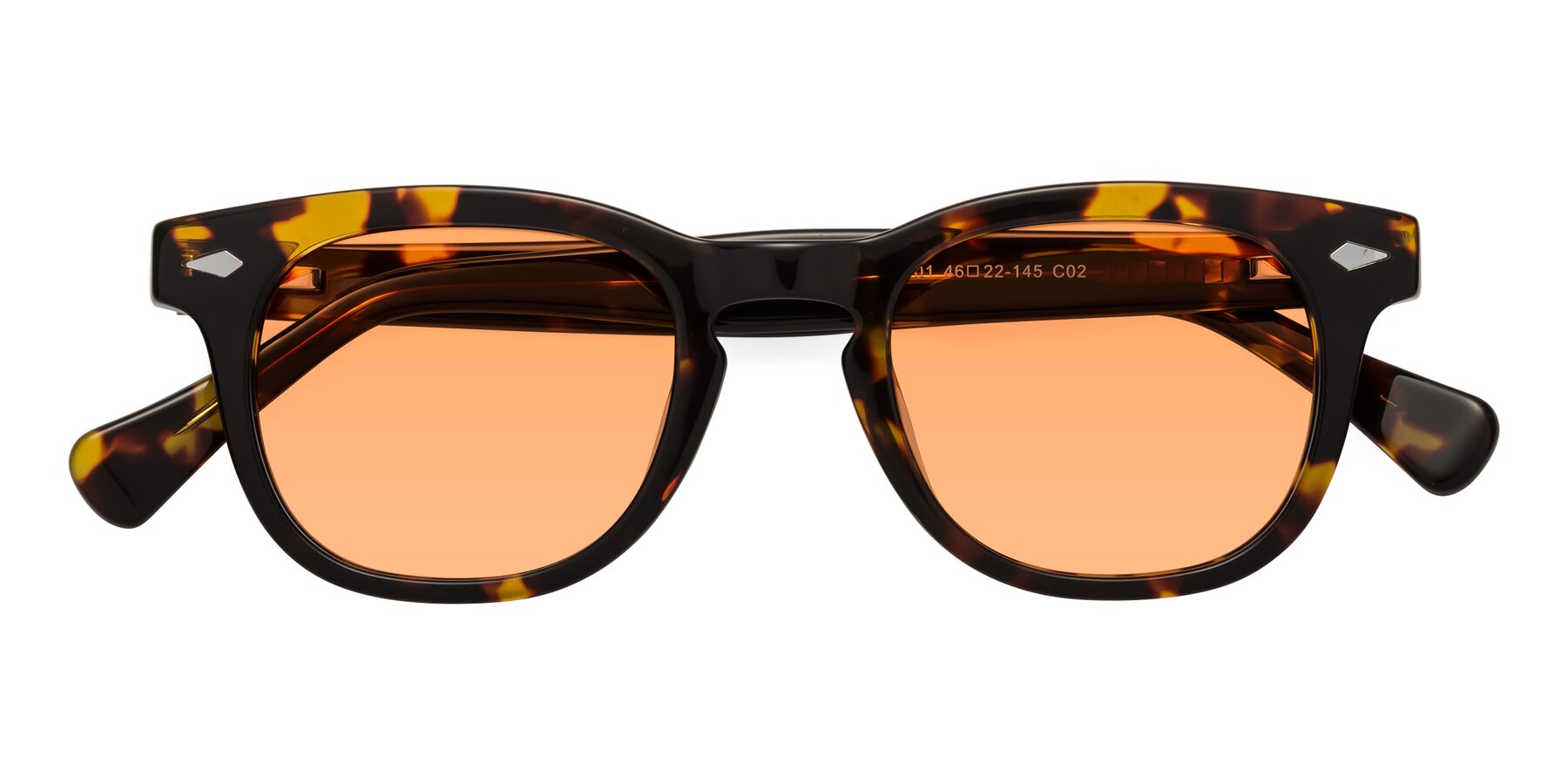 Folded Front of Tanna in Tortoise with Medium Orange Tinted Lenses