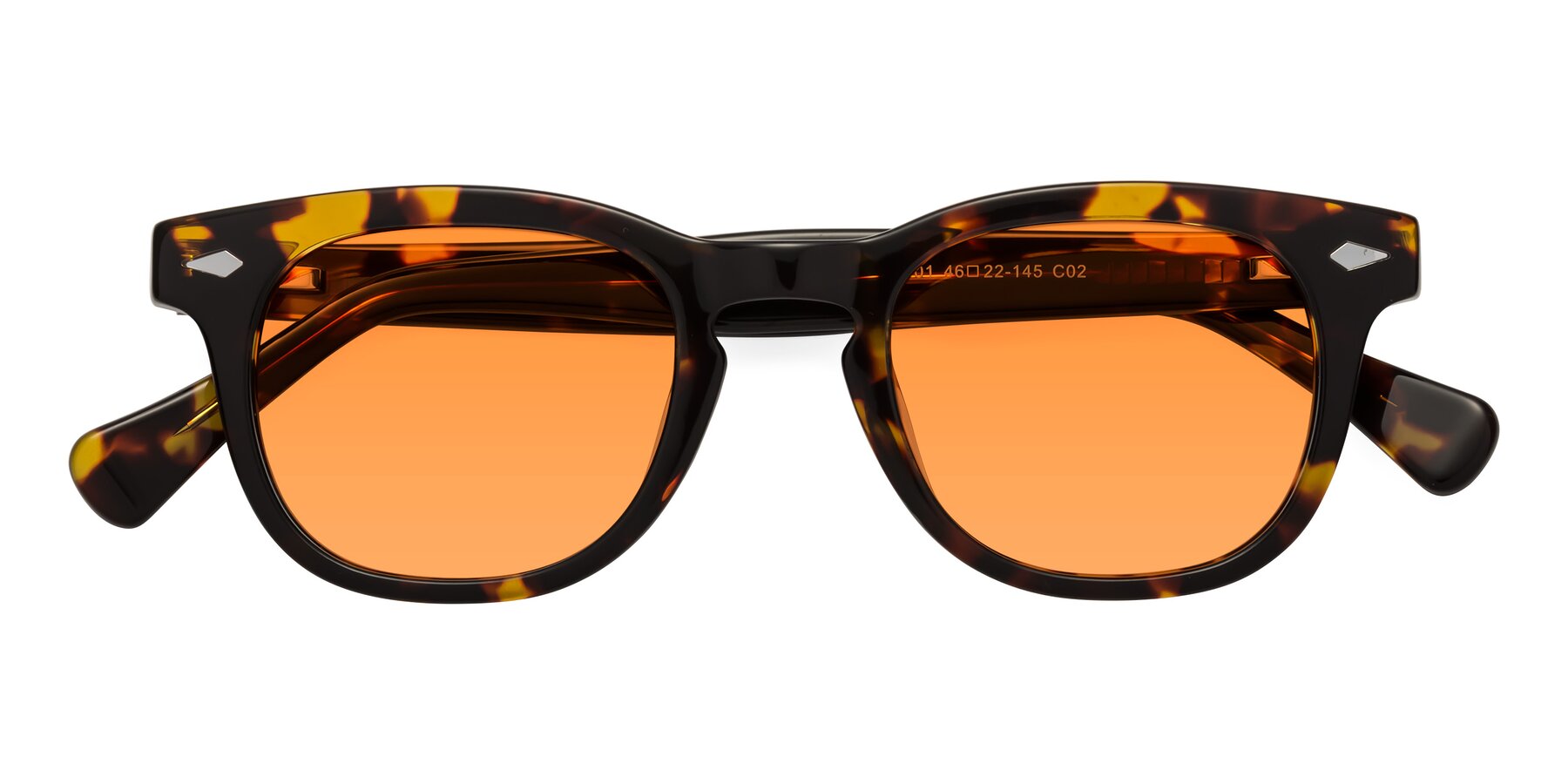 Folded Front of Tanna in Tortoise with Orange Tinted Lenses