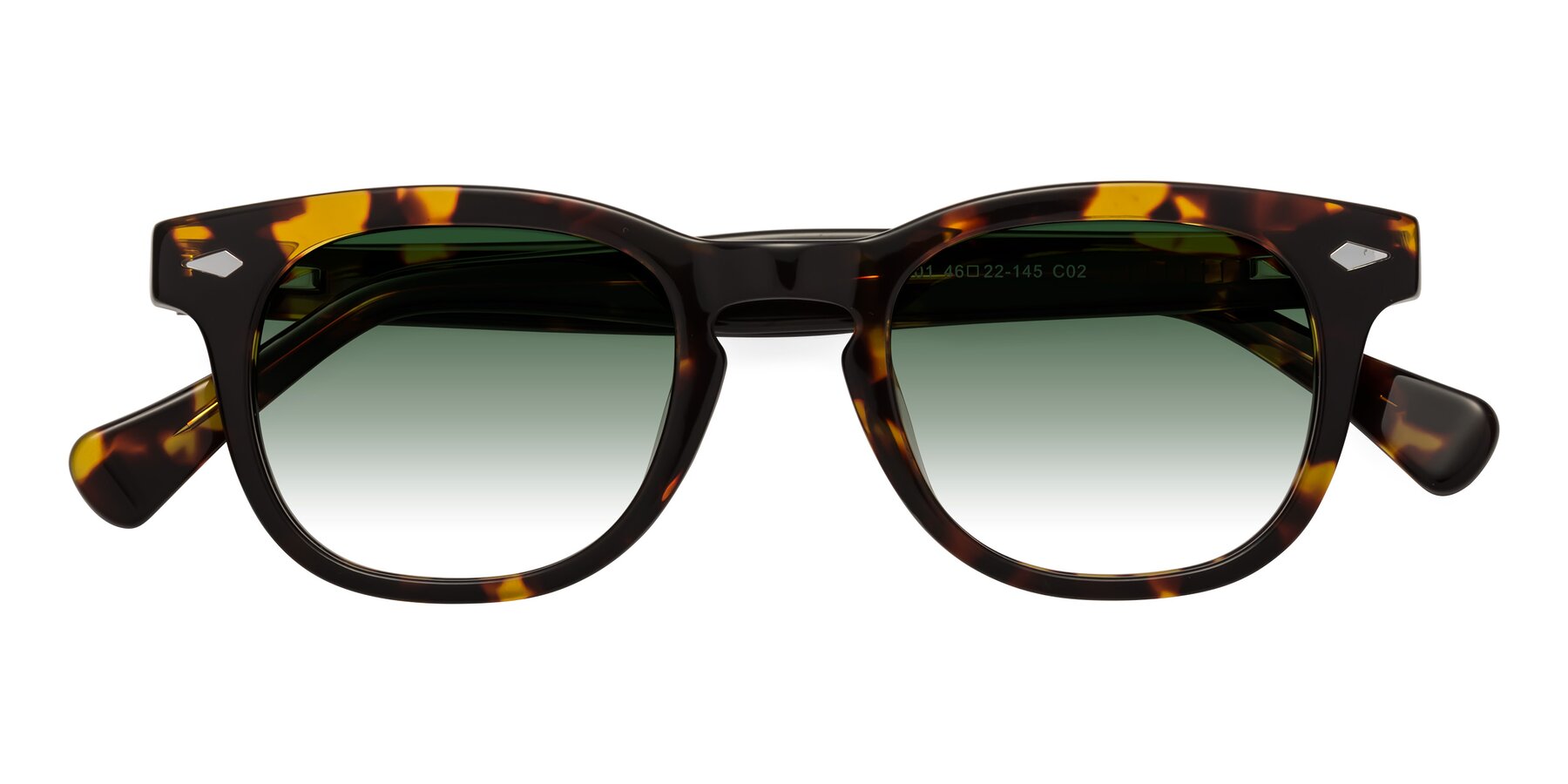 Folded Front of Tanna in Tortoise with Green Gradient Lenses