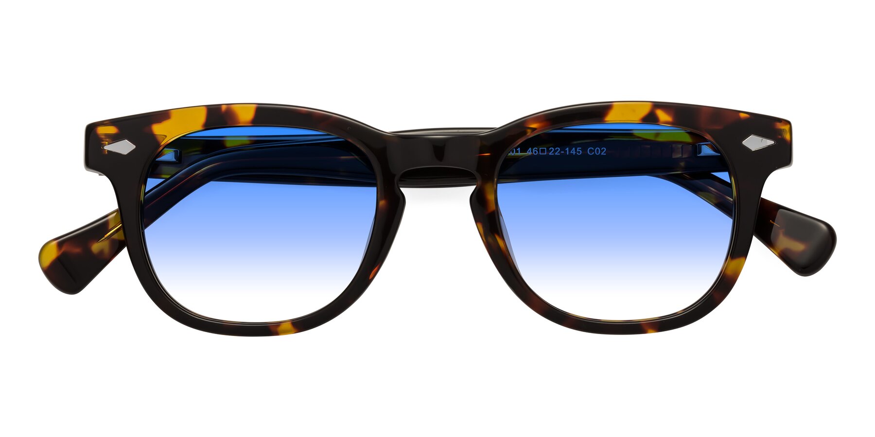 Folded Front of Tanna in Tortoise with Blue Gradient Lenses