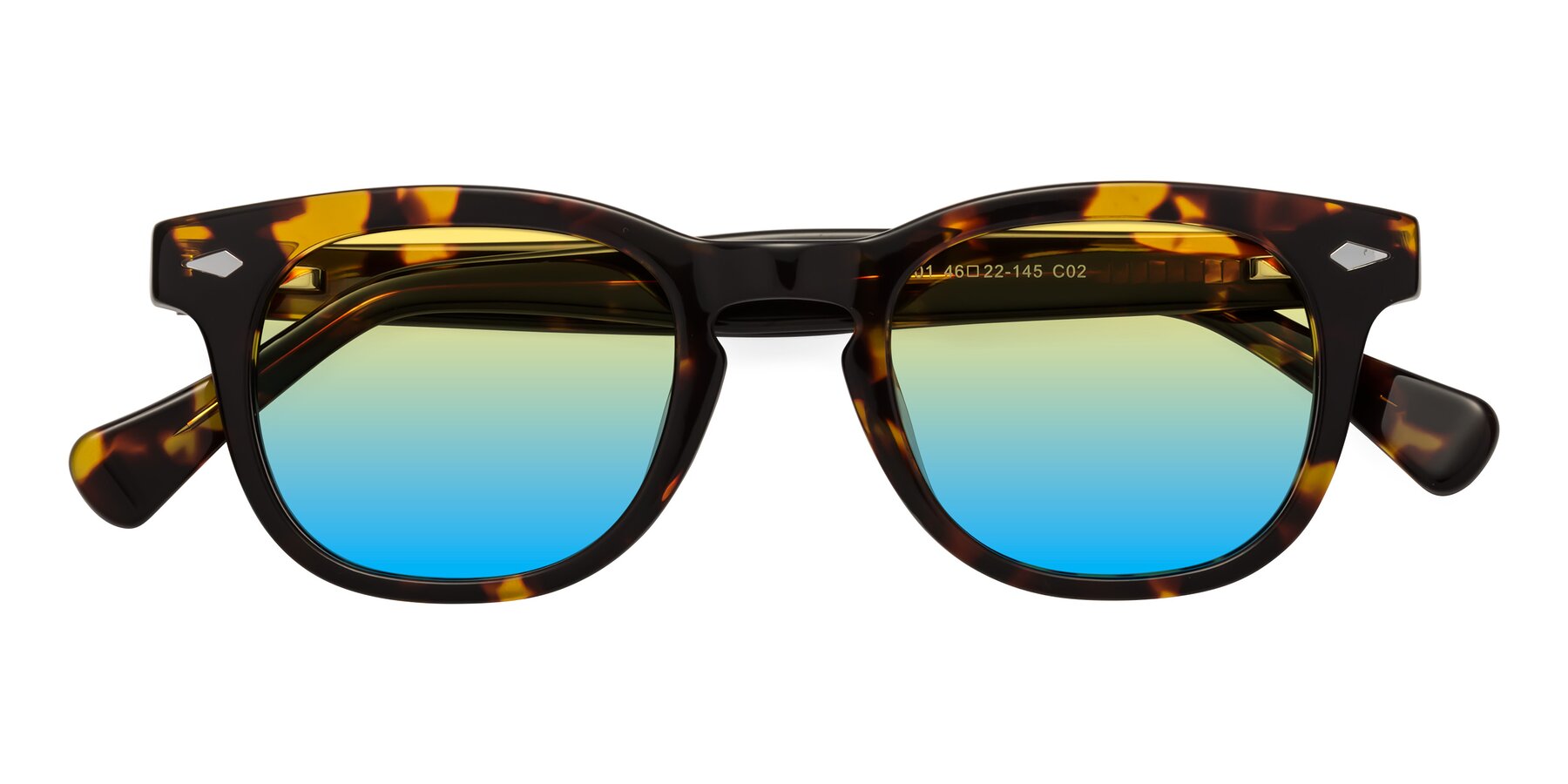 Folded Front of Tanna in Tortoise with Yellow / Blue Gradient Lenses
