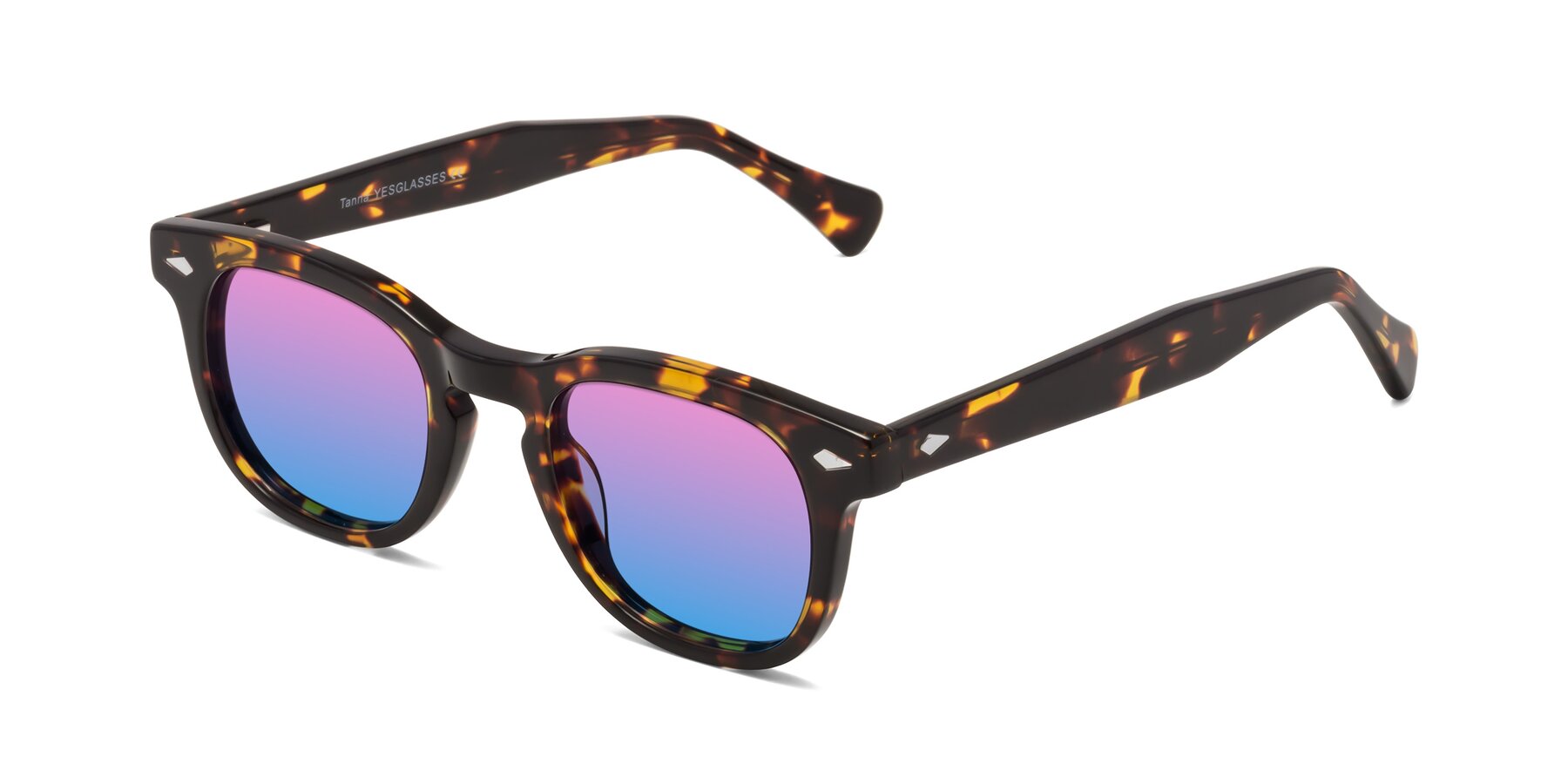 Angle of Tanna in Tortoise with Pink / Blue Gradient Lenses