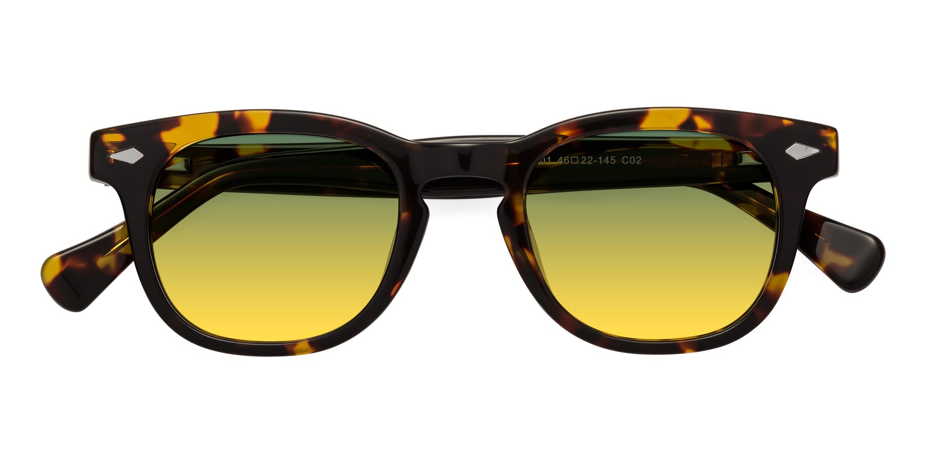 Folded Front of Tanna in Tortoise with Green / Yellow Gradient Lenses