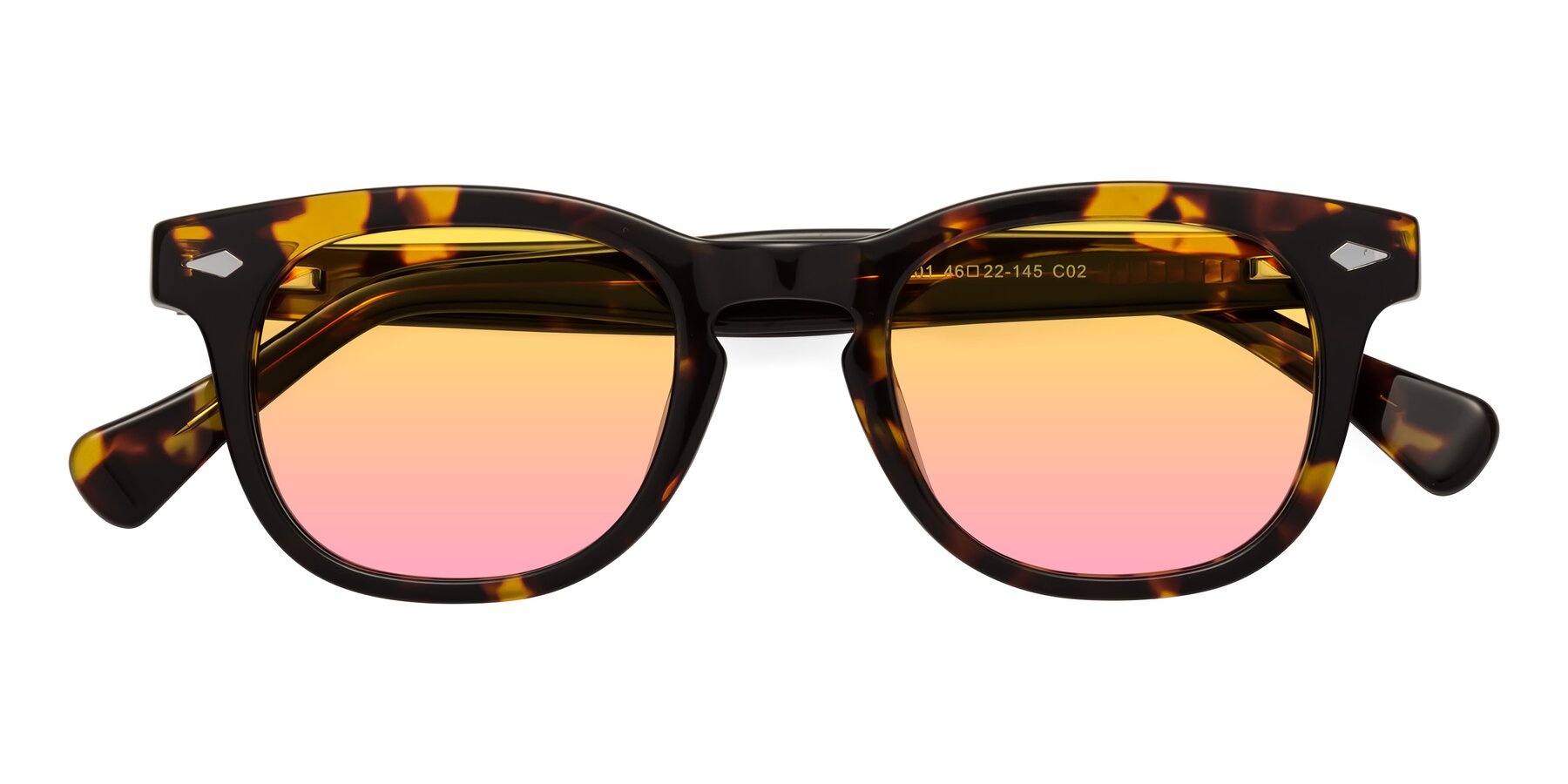 Folded Front of Tanna in Tortoise with Yellow / Pink Gradient Lenses