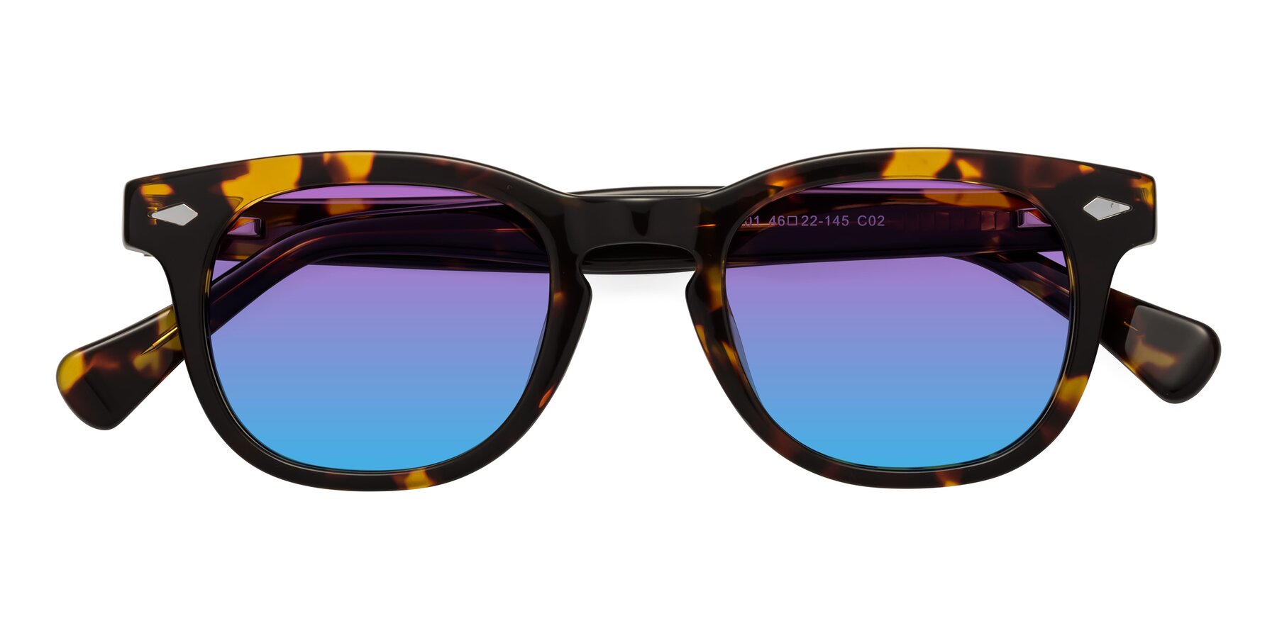 Folded Front of Tanna in Tortoise with Purple / Blue Gradient Lenses