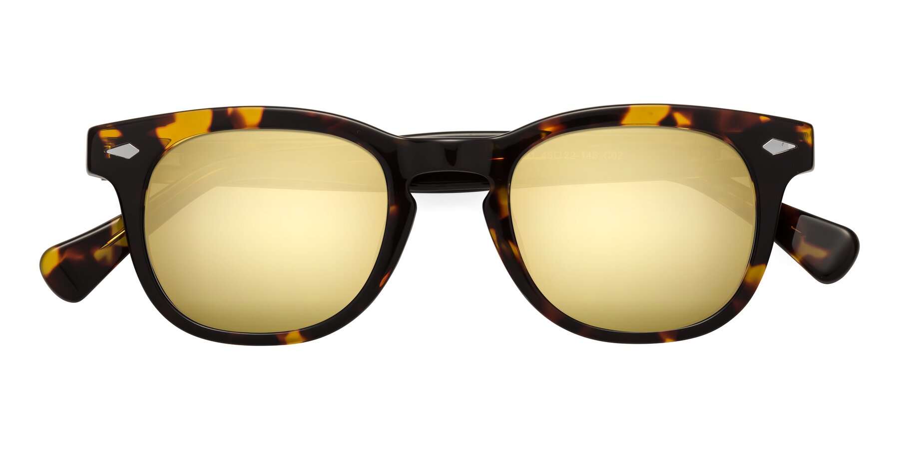 Folded Front of Tanna in Tortoise with Gold Mirrored Lenses