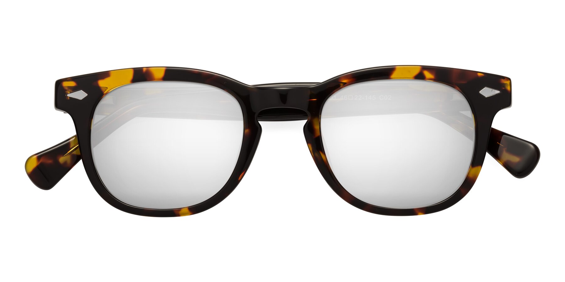 Folded Front of Tanna in Tortoise with Silver Mirrored Lenses