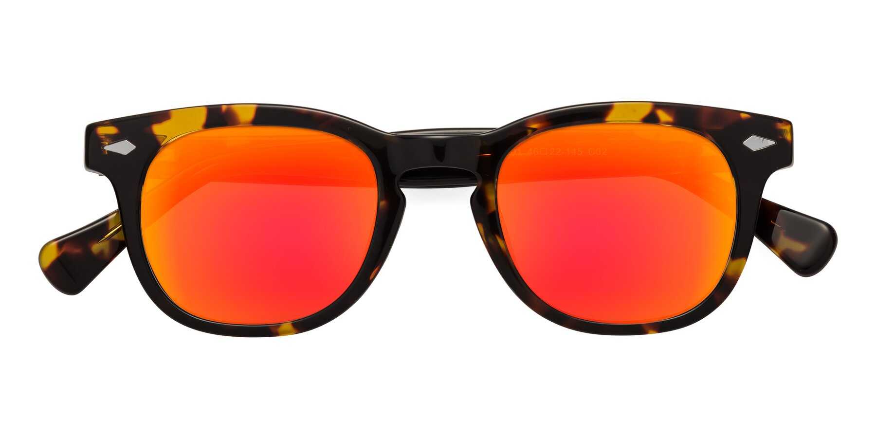 Folded Front of Tanna in Tortoise with Red Gold Mirrored Lenses