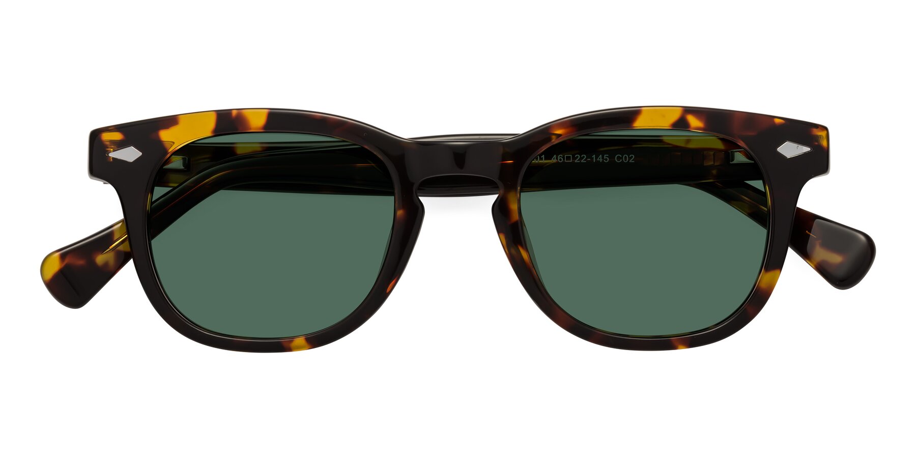 Folded Front of Tanna in Tortoise with Green Polarized Lenses