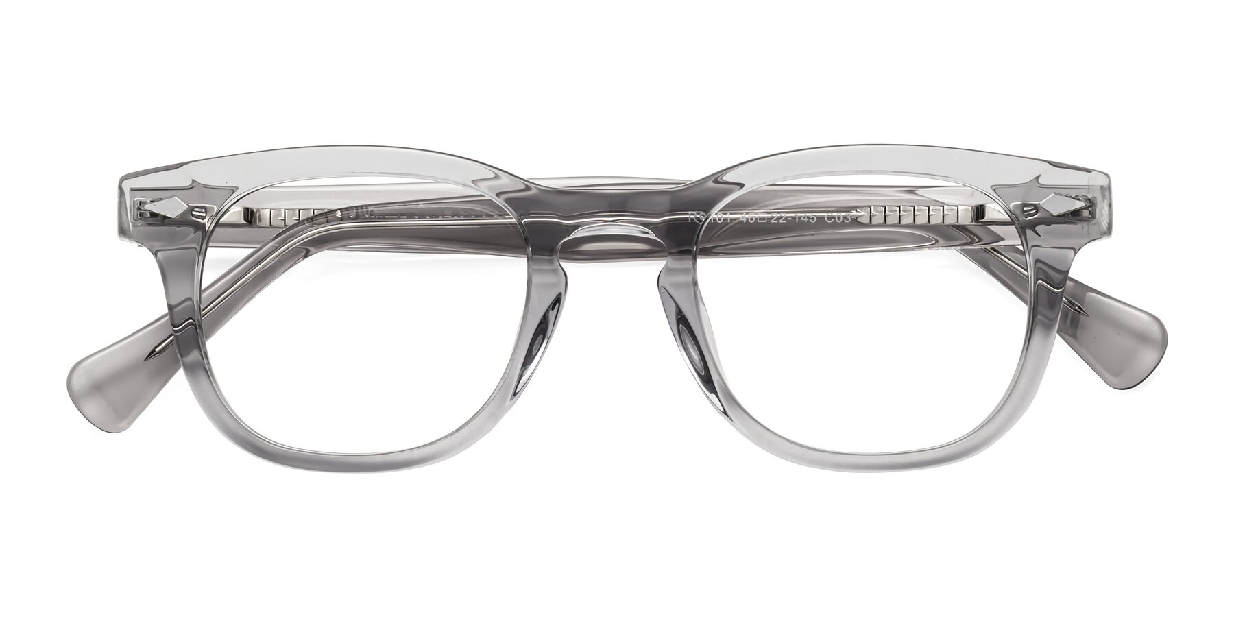 Folded Front of Tanna in Transparent Gray with Clear Blue Light Blocking Lenses