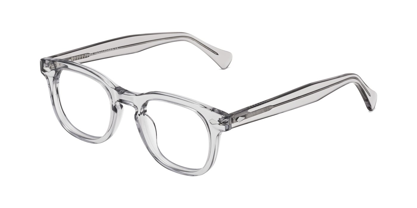 Transparent Gray Retro-Vintage Keyhole Bridge Acetate Eyeglasses - Tanna