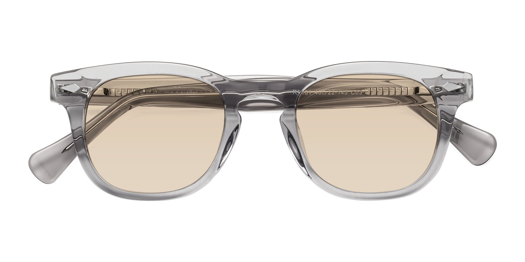 Folded Front of Tanna in Transparent Gray with Light Brown Tinted Lenses