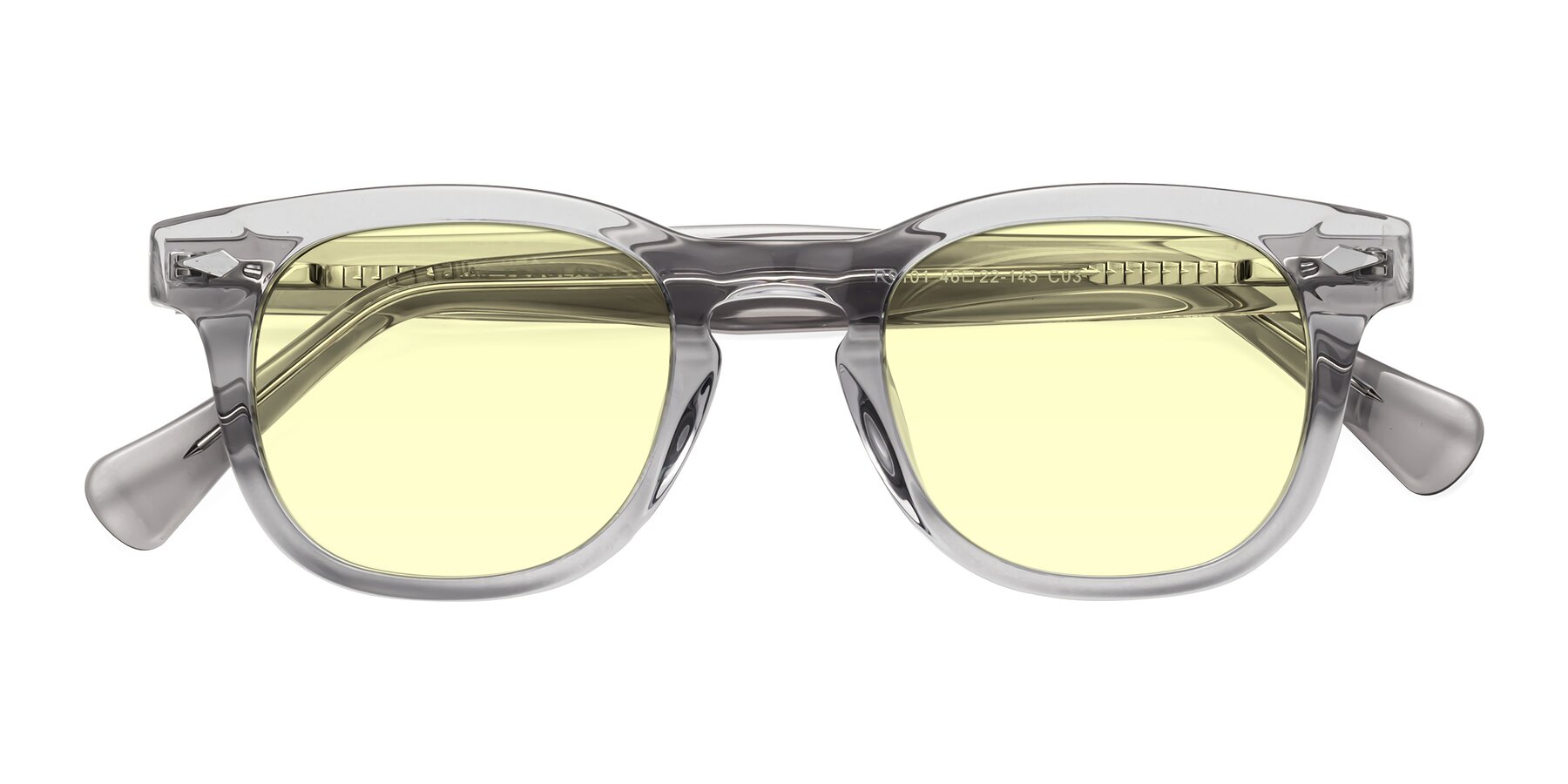 Folded Front of Tanna in Transparent Gray with Light Yellow Tinted Lenses