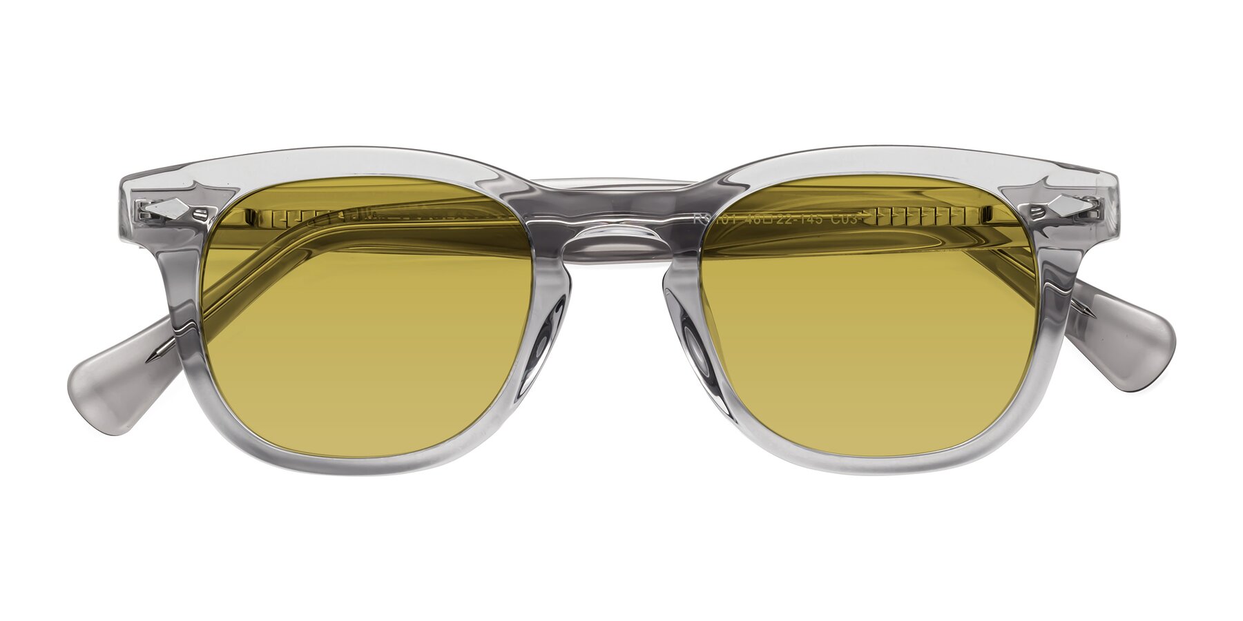 Folded Front of Tanna in Transparent Gray with Champagne Tinted Lenses