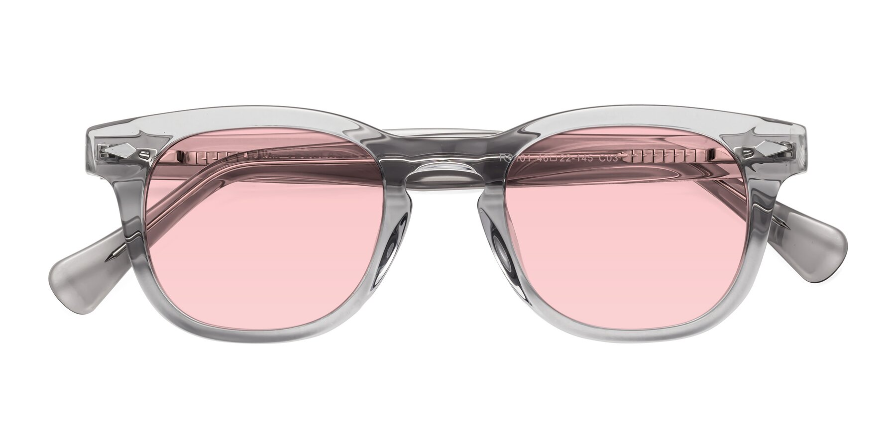 Folded Front of Tanna in Transparent Gray with Light Garnet Tinted Lenses