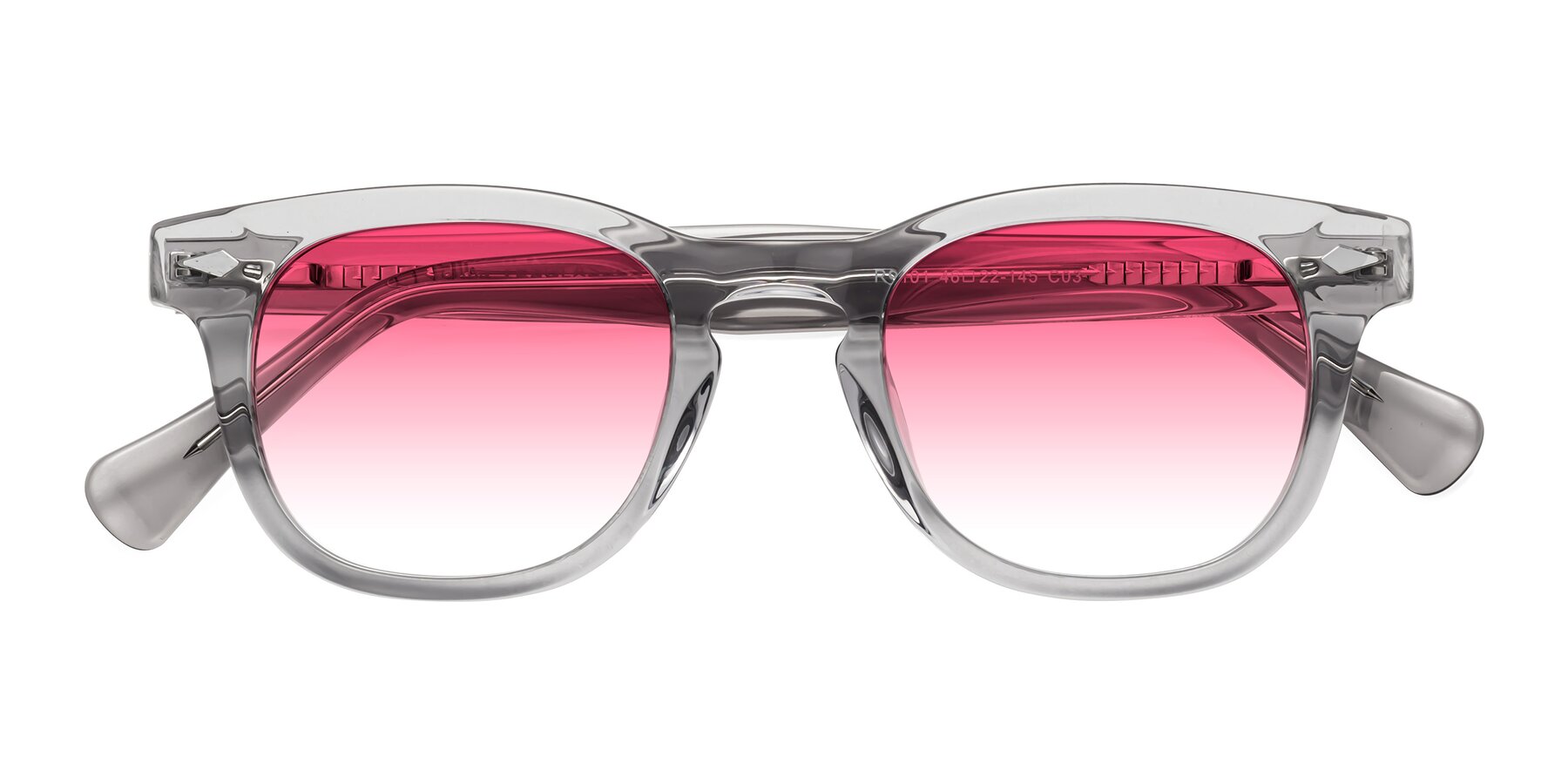 Folded Front of Tanna in Transparent Gray with Pink Gradient Lenses