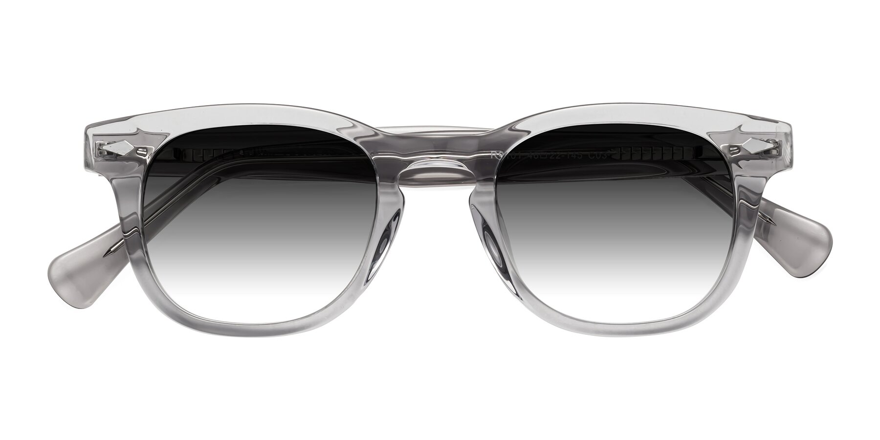 Folded Front of Tanna in Transparent Gray with Gray Gradient Lenses