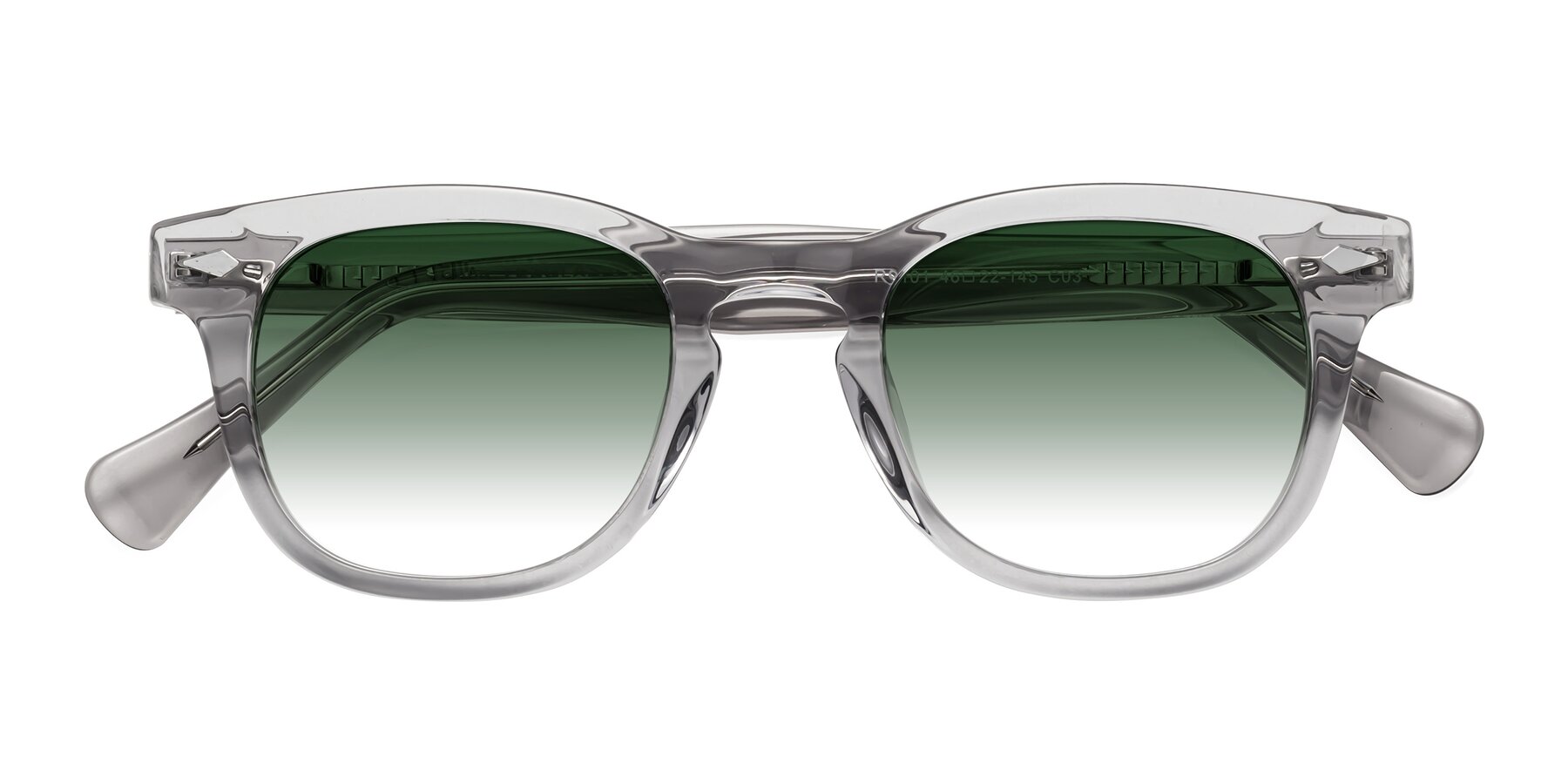 Folded Front of Tanna in Transparent Gray with Green Gradient Lenses
