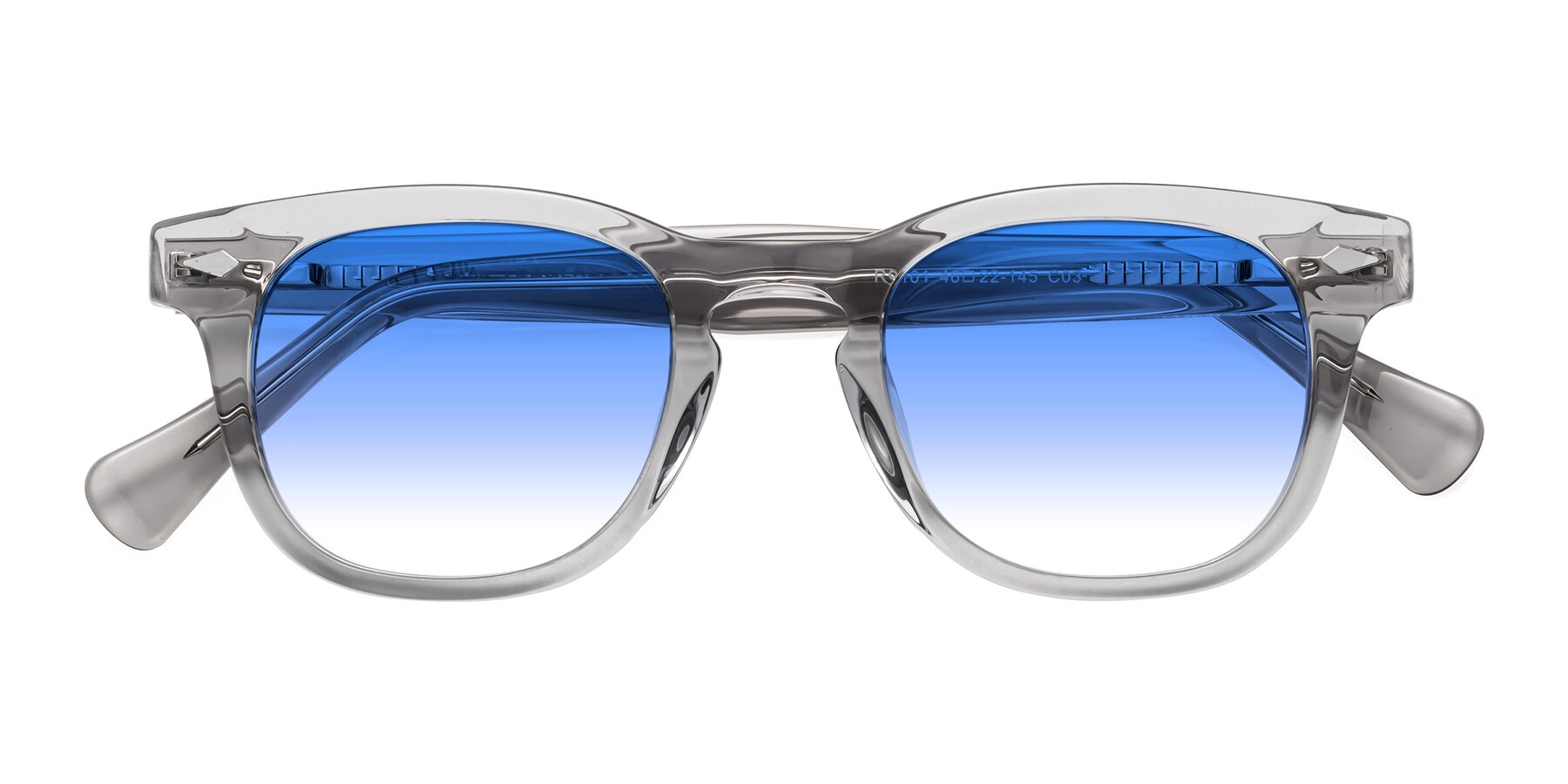 Folded Front of Tanna in Transparent Gray with Blue Gradient Lenses