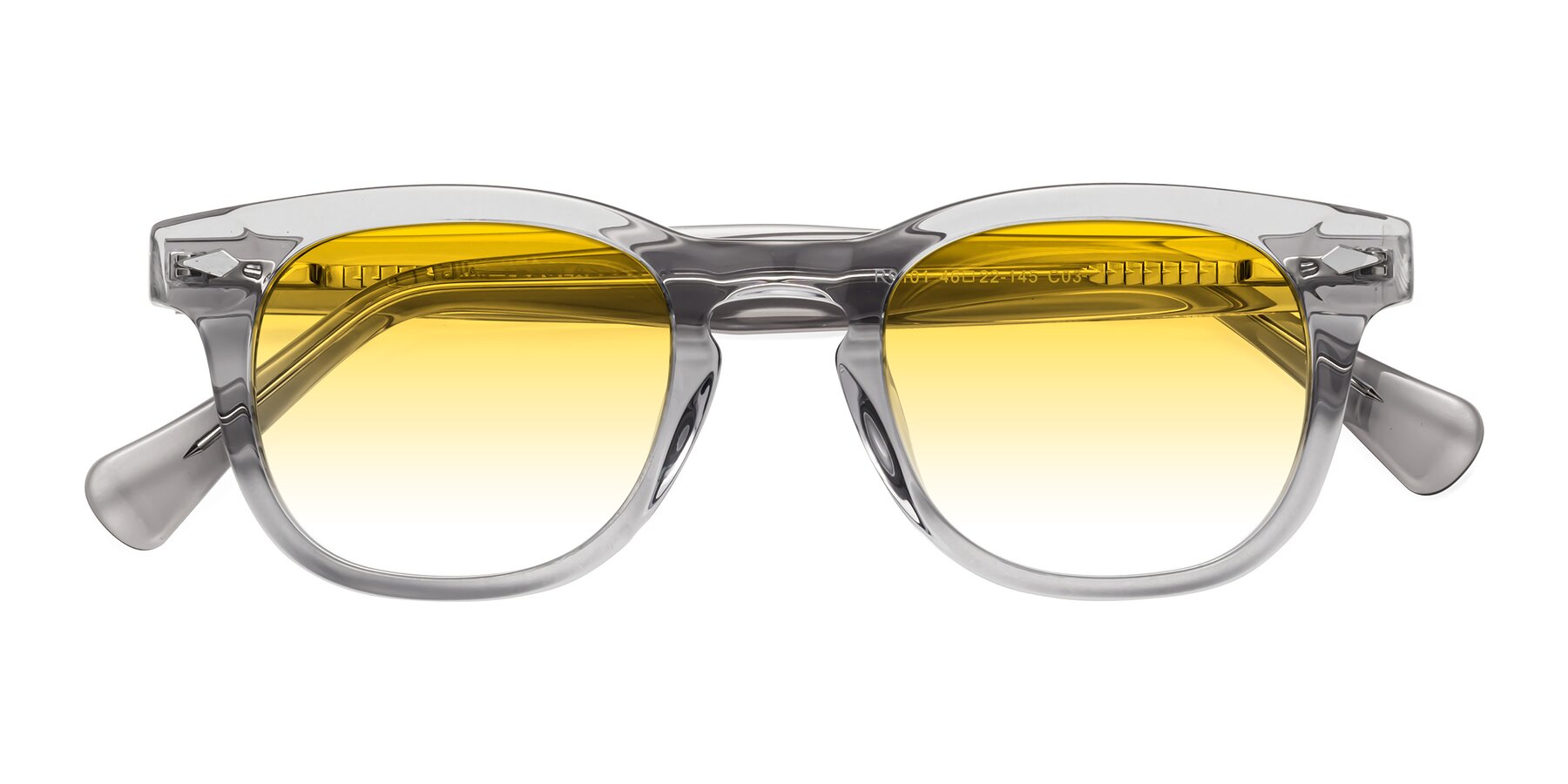 Folded Front of Tanna in Transparent Gray with Yellow Gradient Lenses