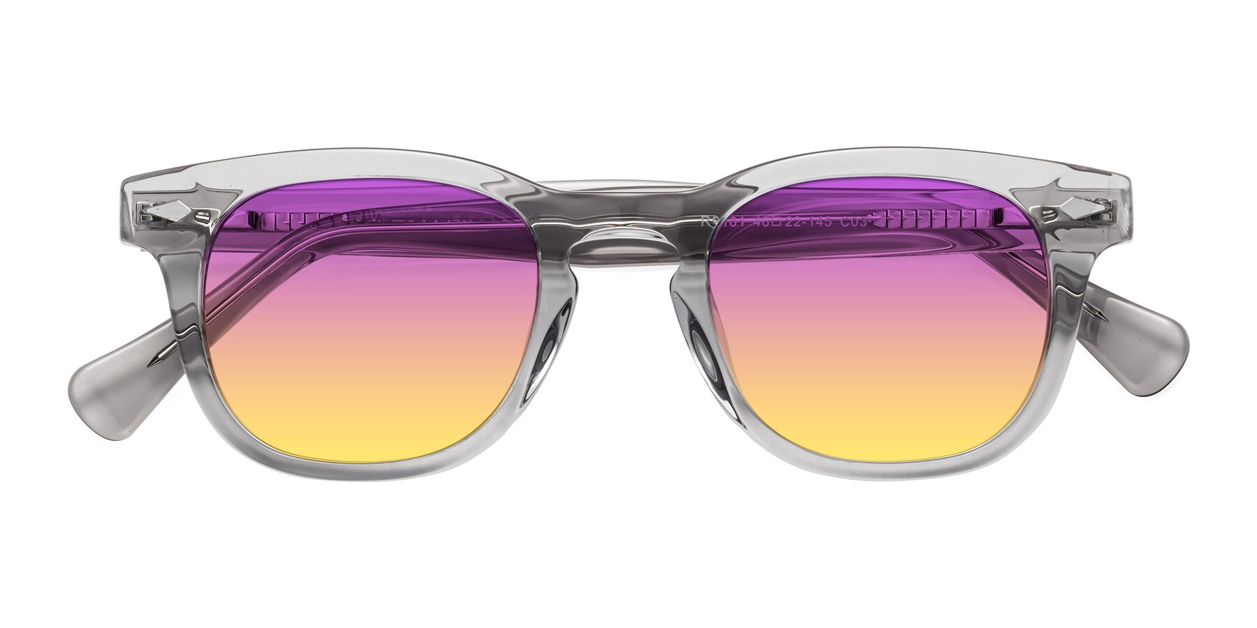 Folded Front of Tanna in Transparent Gray with Purple / Yellow Gradient Lenses