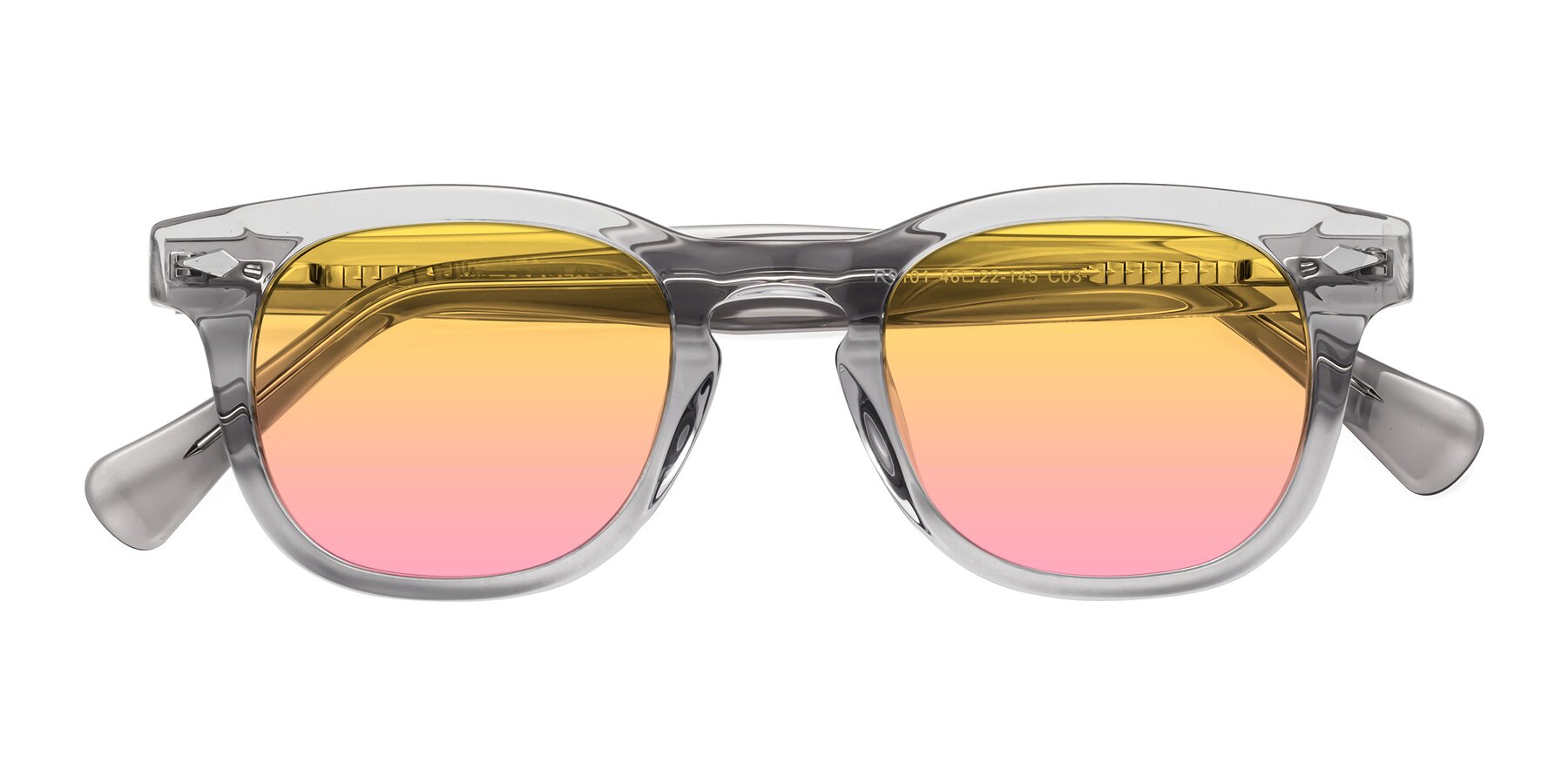 Folded Front of Tanna in Transparent Gray with Yellow / Pink Gradient Lenses