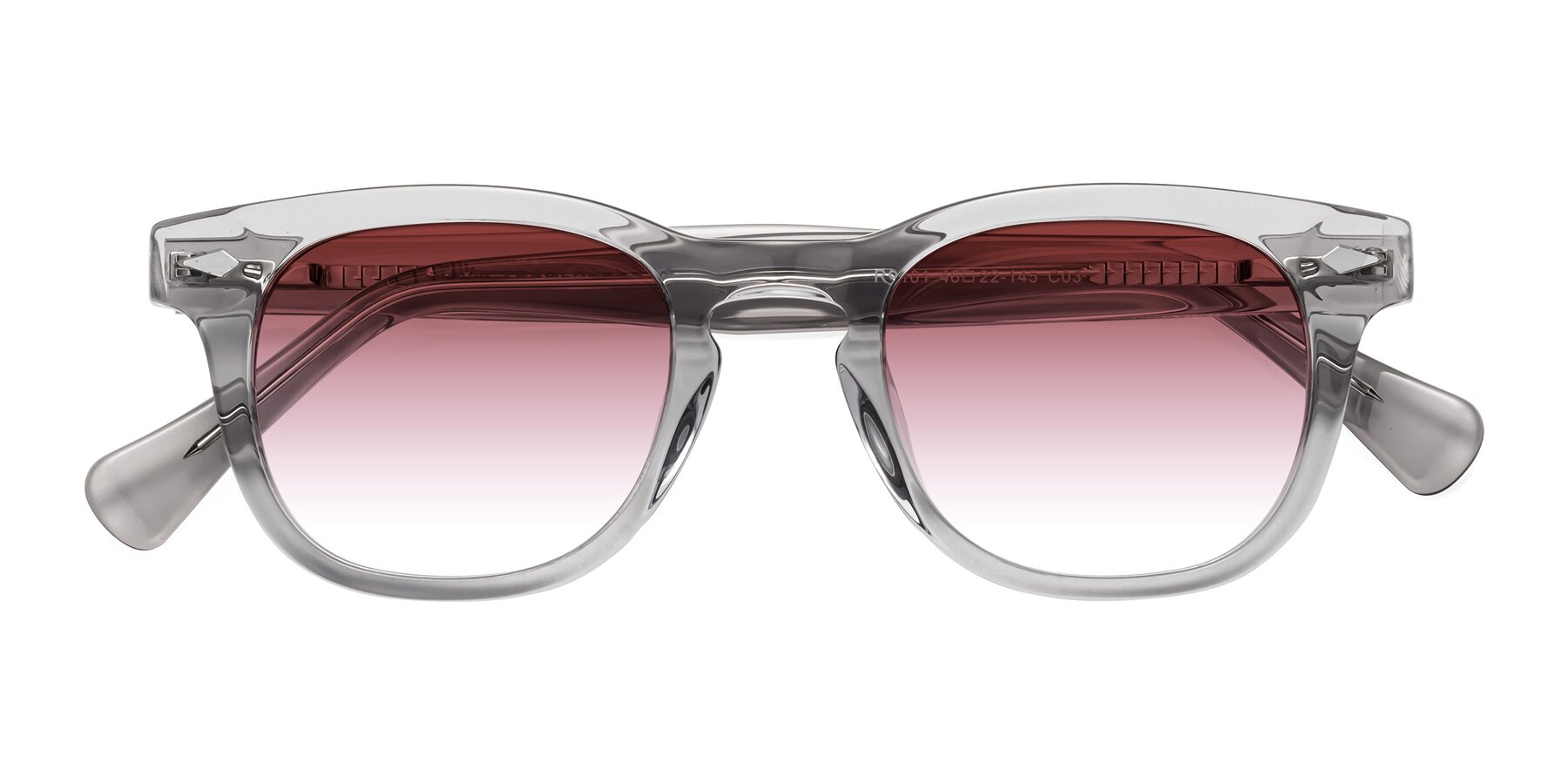 Folded Front of Tanna in Transparent Gray with Garnet Gradient Lenses