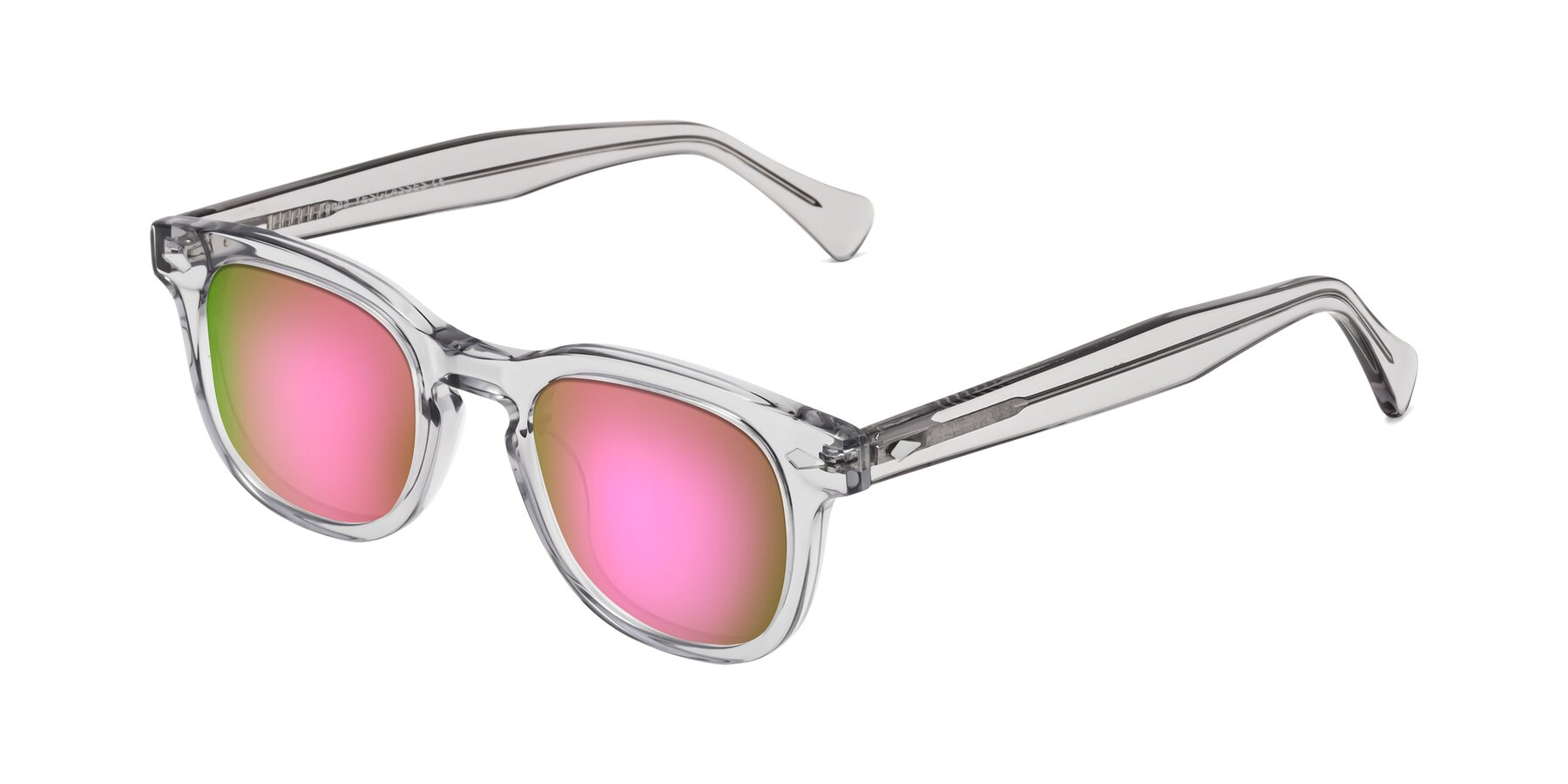 Angle of Tanna in Transparent Gray with Pink Mirrored Lenses