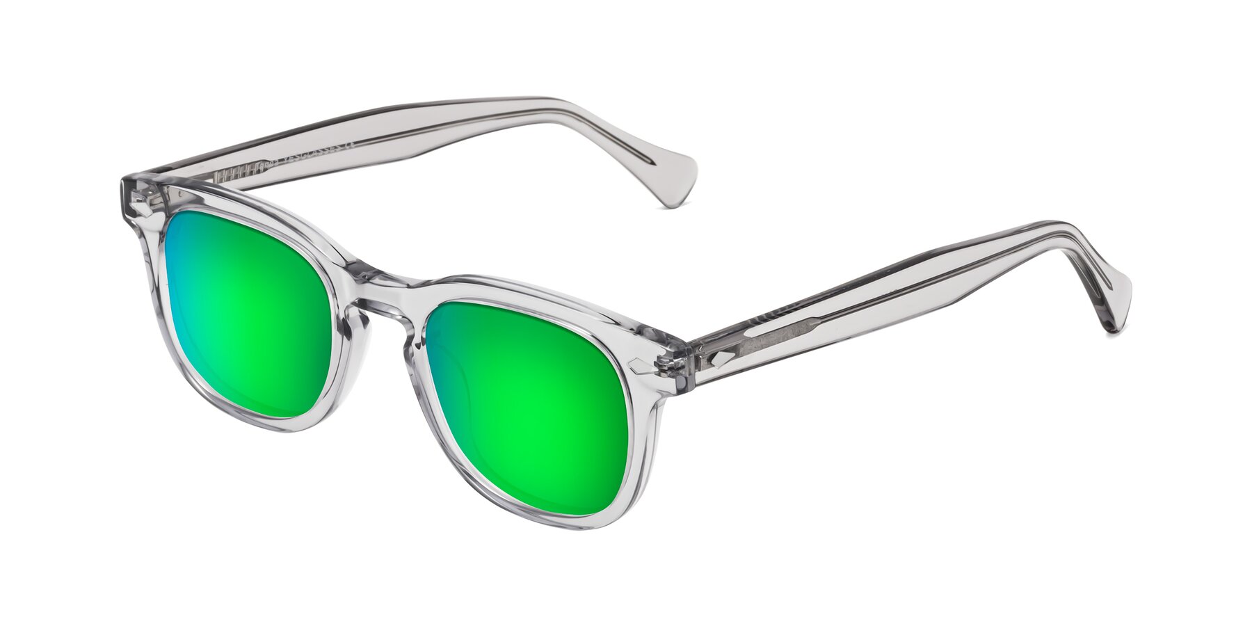 Angle of Tanna in Transparent Gray with Green Mirrored Lenses