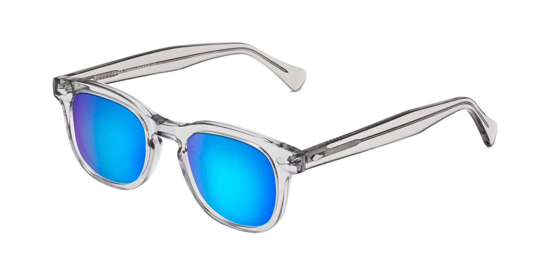 Angle of Tanna in Transparent Gray with Blue Mirrored Lenses