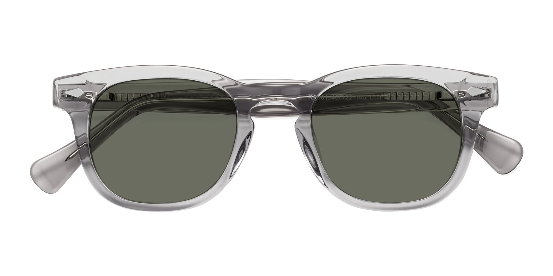 Folded Front of Tanna in Transparent Gray with Gray Polarized Lenses
