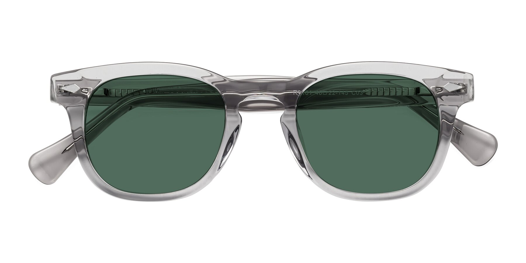 Folded Front of Tanna in Transparent Gray with Green Polarized Lenses