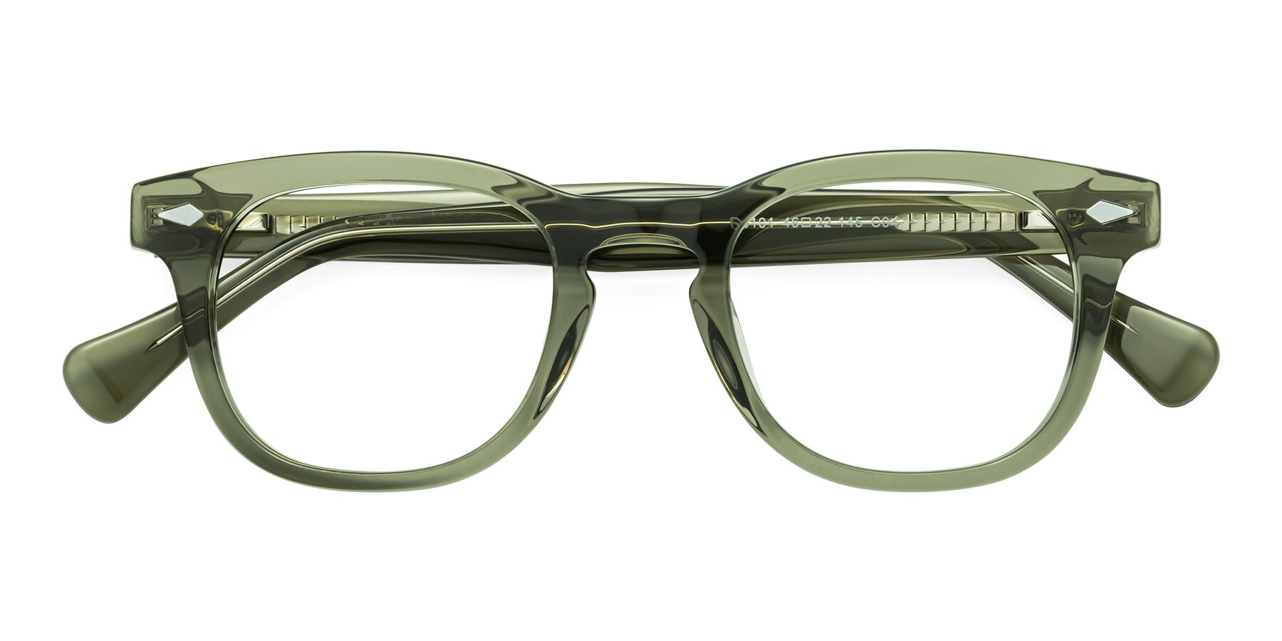 Folded Front of Tanna in Transparent Green with Clear Blue Light Blocking Lenses