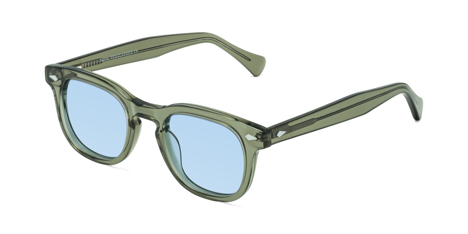 Angle of Tanna in Grayish Green with Light Blue Tinted Lenses