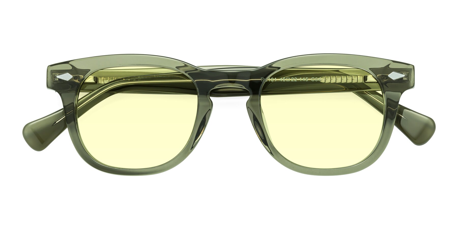 Folded Front of Tanna in Grayish Green with Light Yellow Tinted Lenses