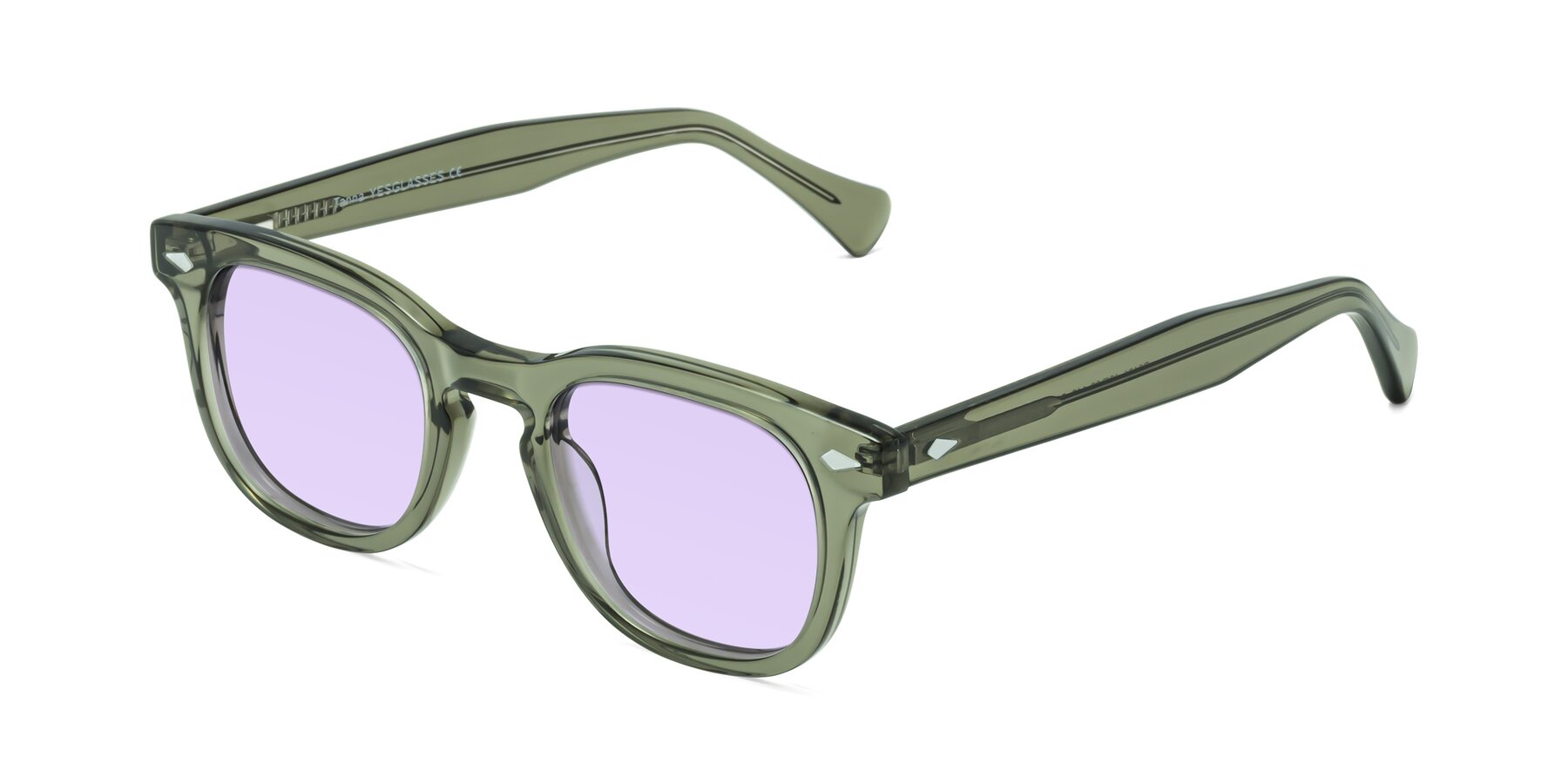 Angle of Tanna in Grayish Green with Light Purple Tinted Lenses