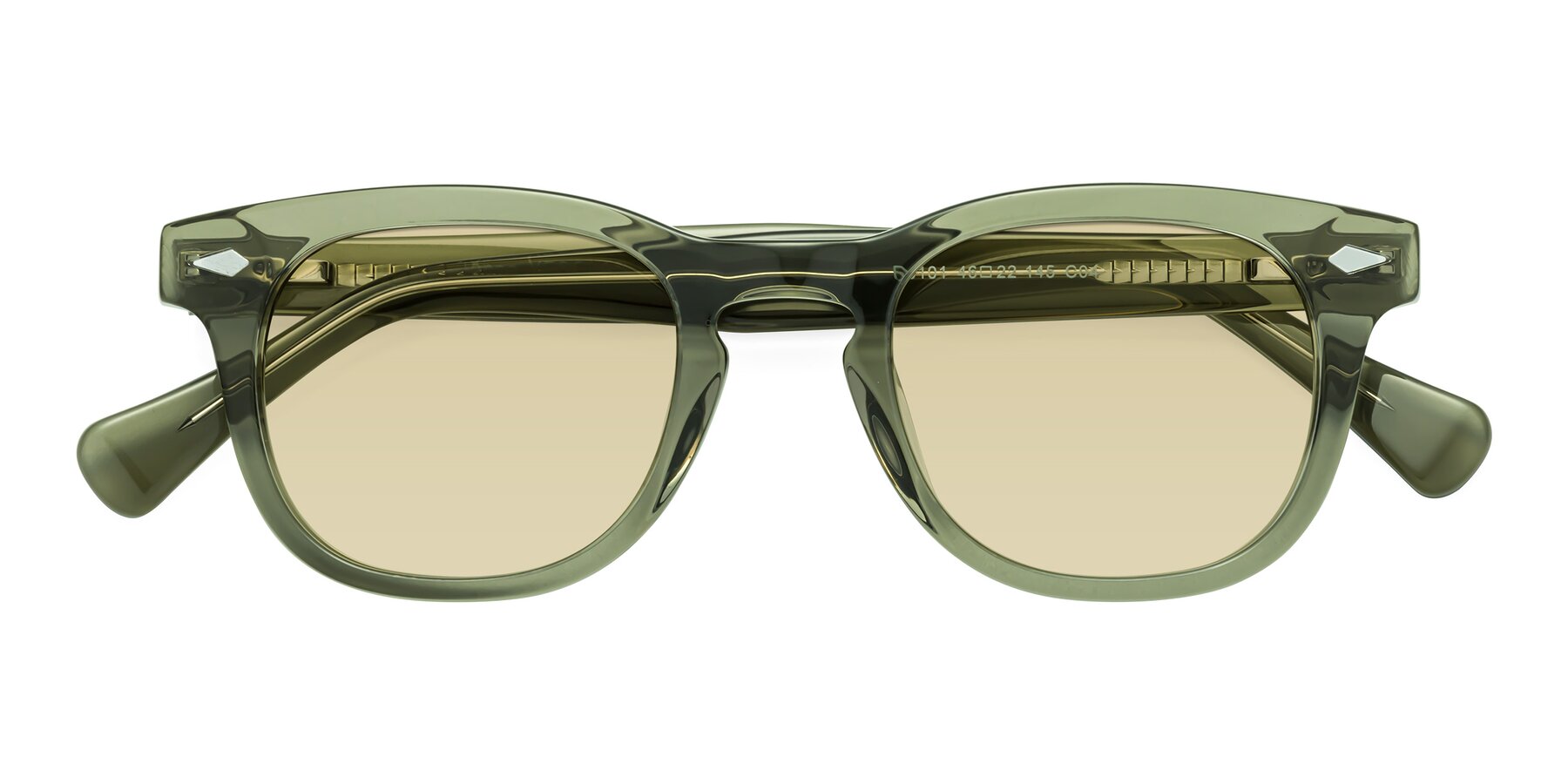Folded Front of Tanna in Grayish Green with Light Champagne Tinted Lenses