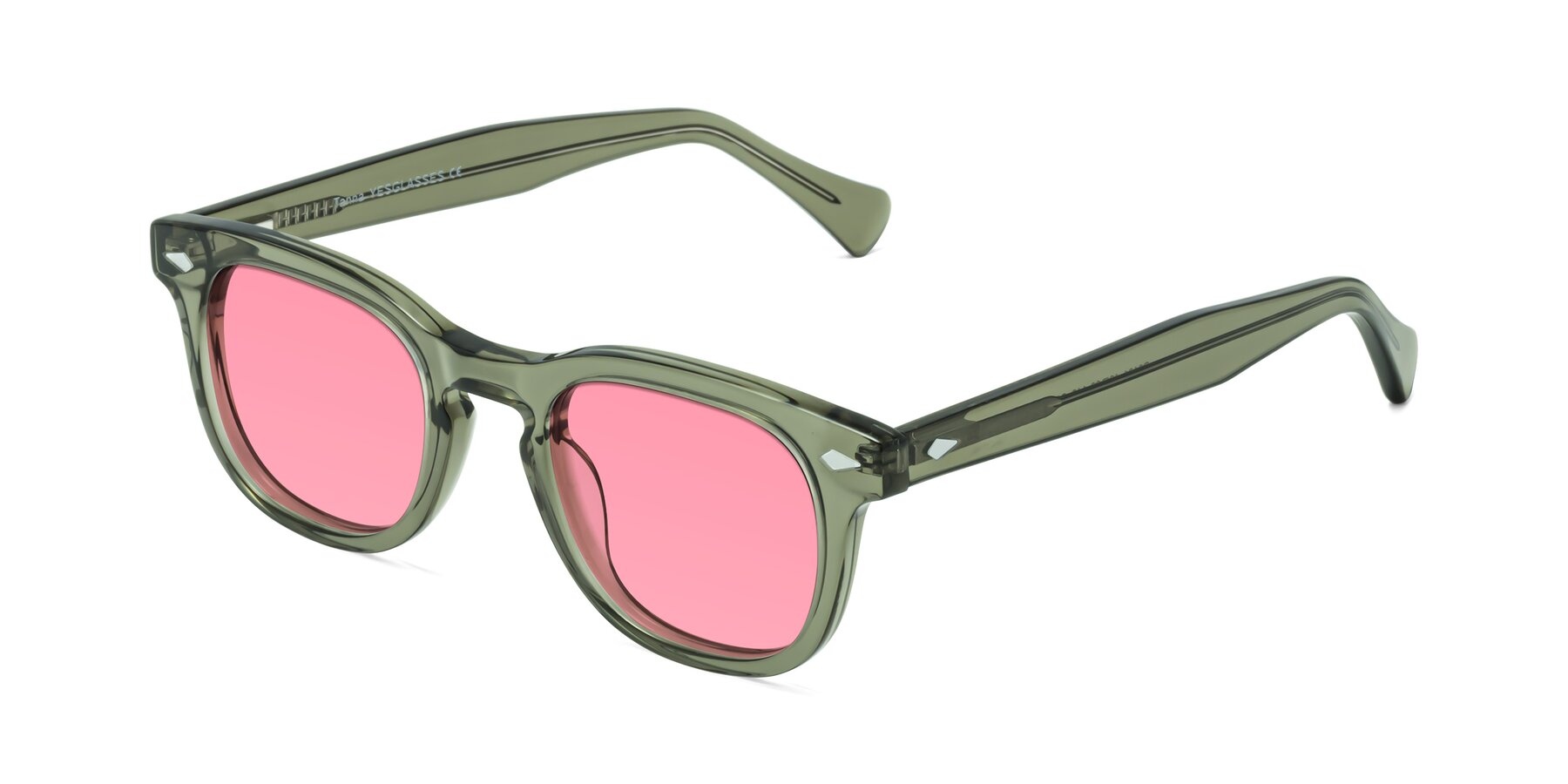 Angle of Tanna in Grayish Green with Pink Tinted Lenses