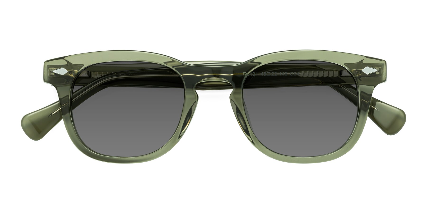 Folded Front of Tanna in Grayish Green with Medium Gray Tinted Lenses