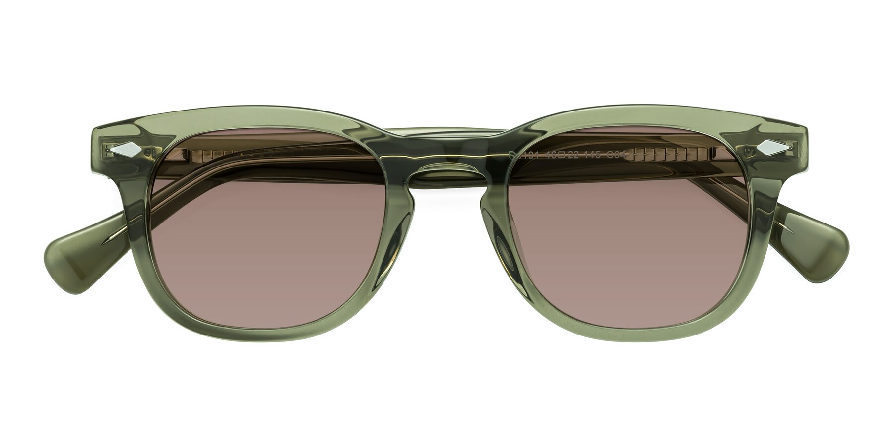 Folded Front of Tanna in Grayish Green with Medium Brown Tinted Lenses