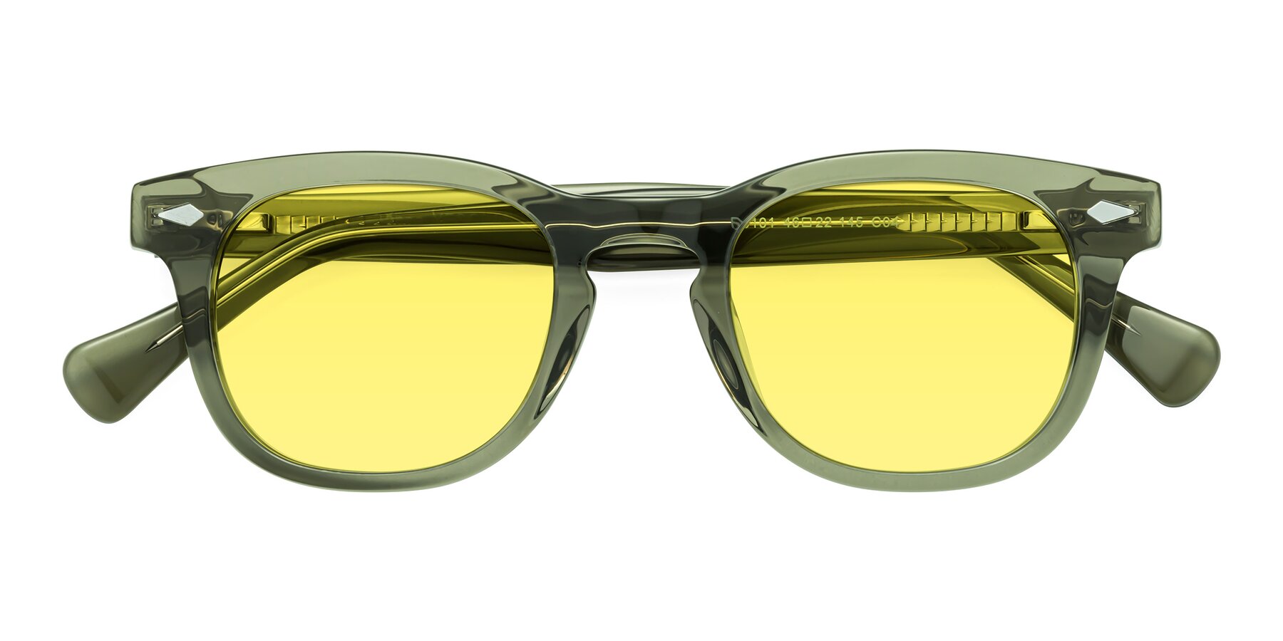 Folded Front of Tanna in Grayish Green with Medium Yellow Tinted Lenses