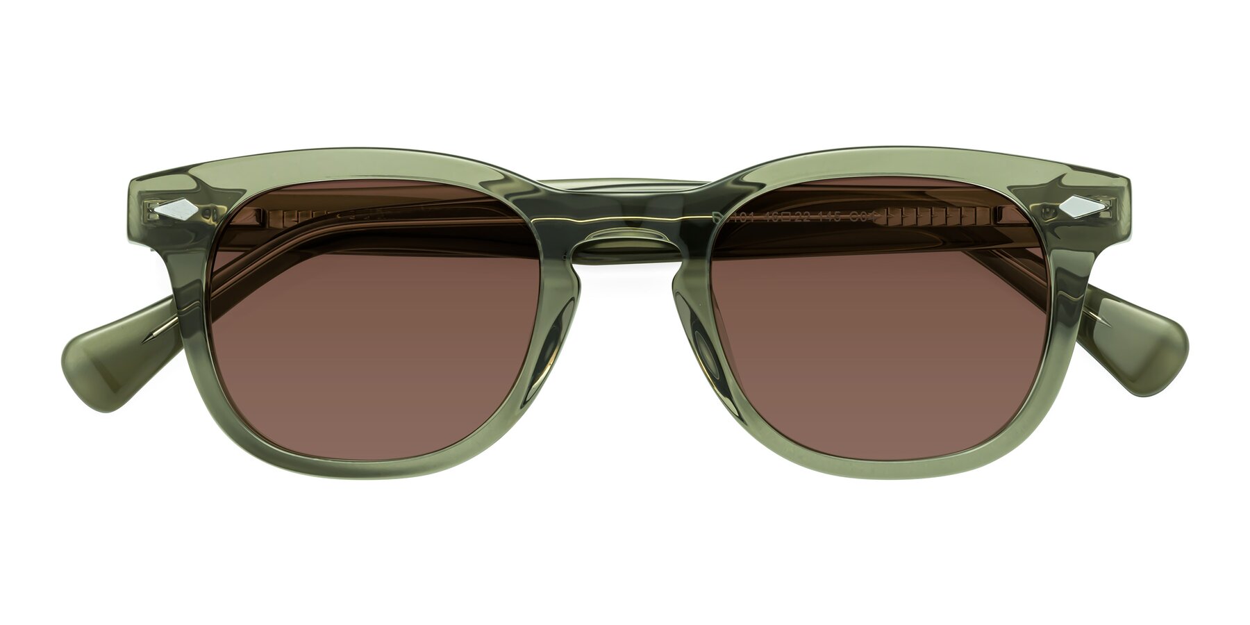 Folded Front of Tanna in Grayish Green with Brown Tinted Lenses