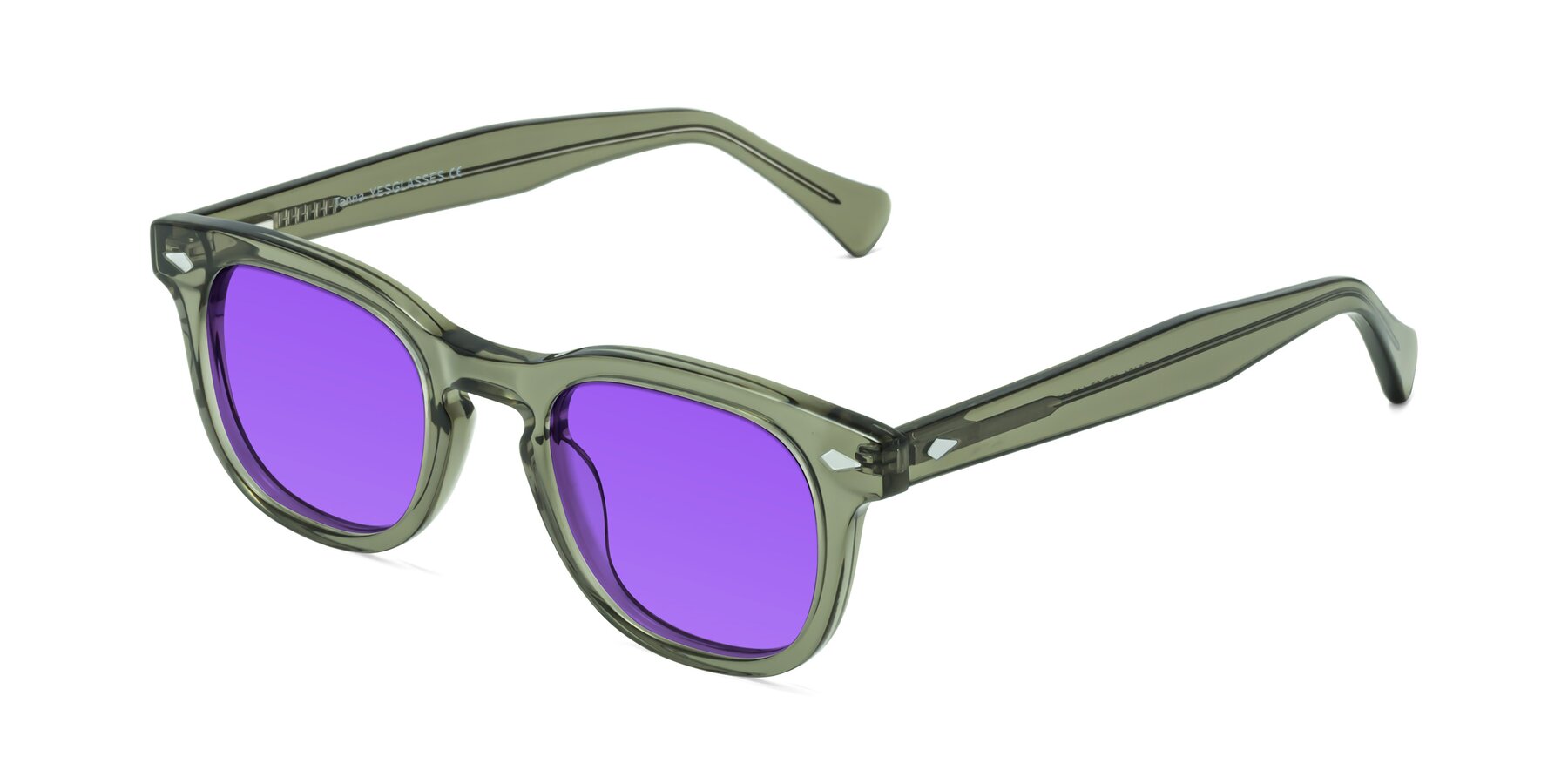 Angle of Tanna in Grayish Green with Purple Tinted Lenses