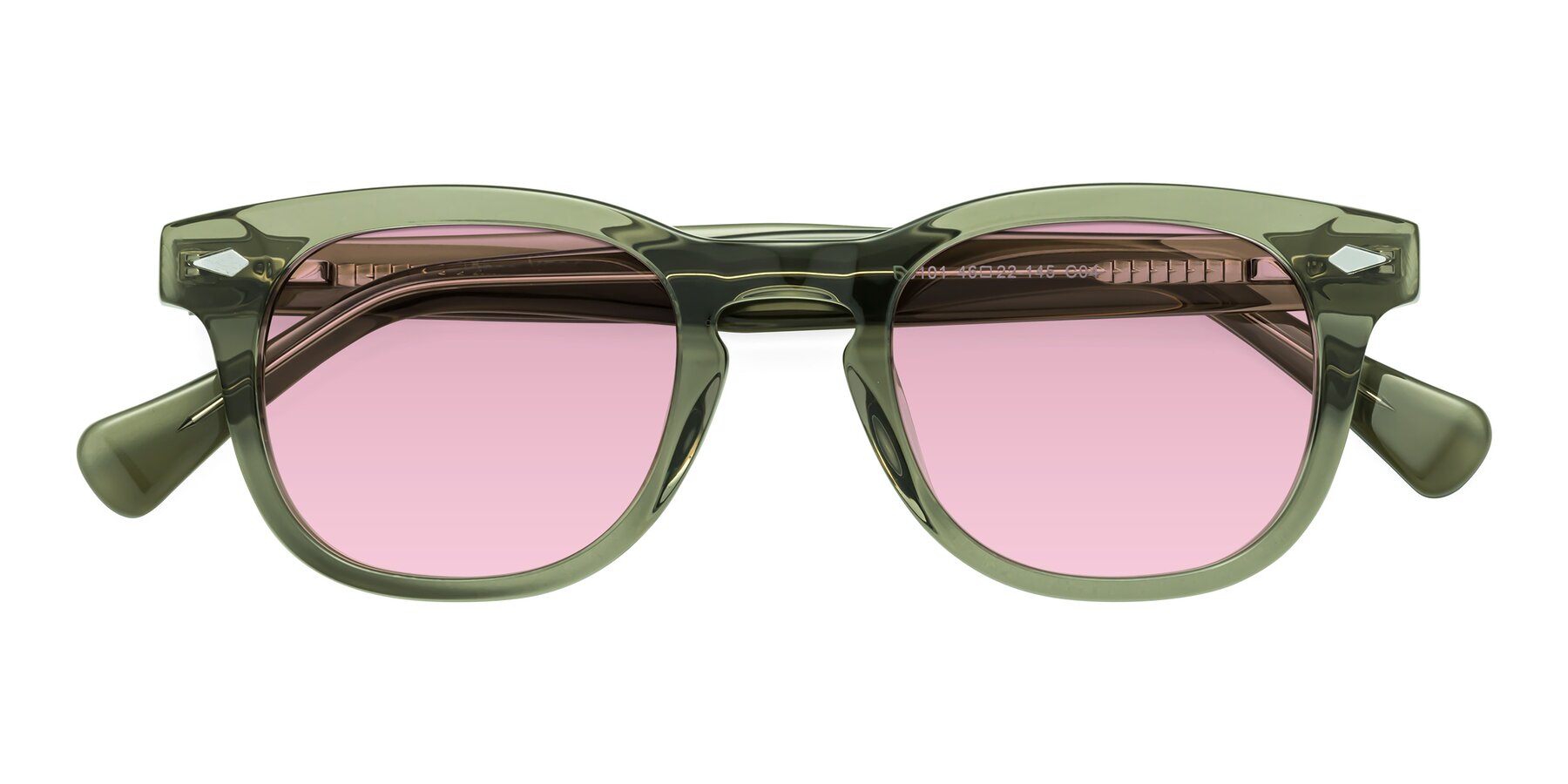 Folded Front of Tanna in Grayish Green with Light Wine Tinted Lenses